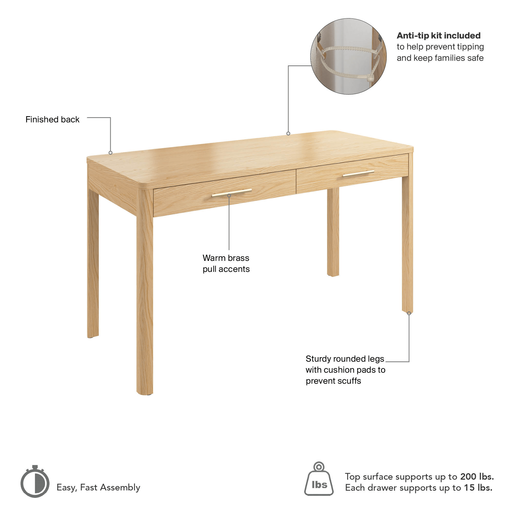 Bush Home Vera 54W Writing Desk — panel 11