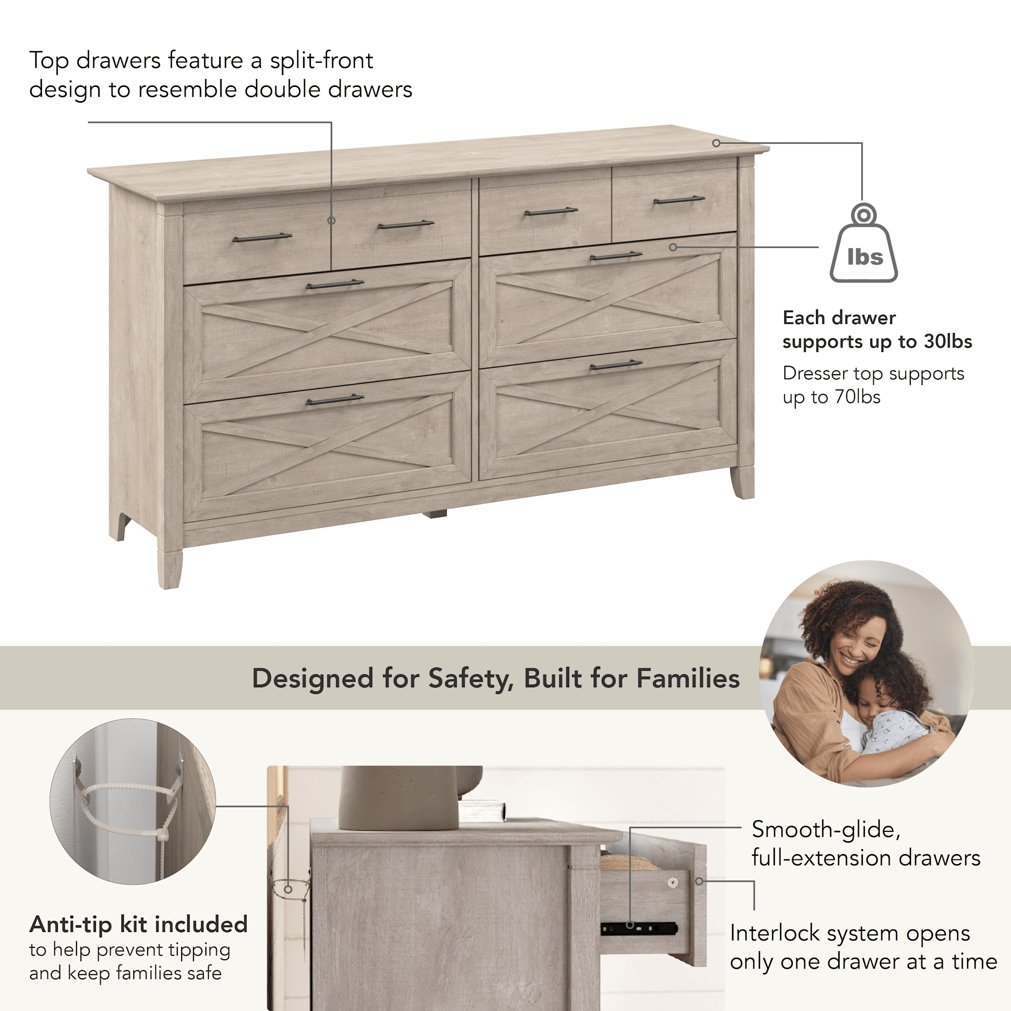 Bush Home Key West 6 Drawer Dresser — panel 11