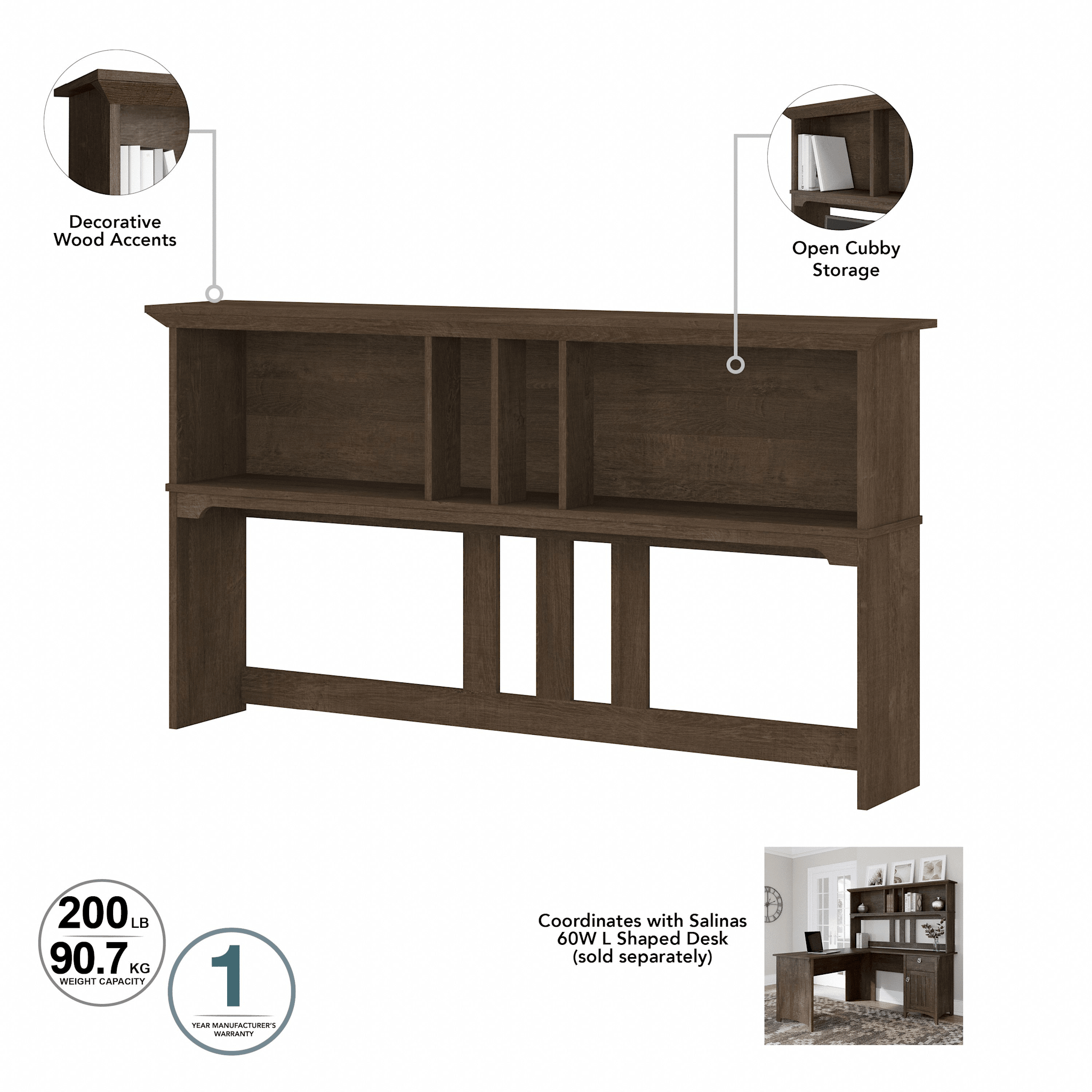 Salinas 60W Hutch for L Shaped Desk — panel 10