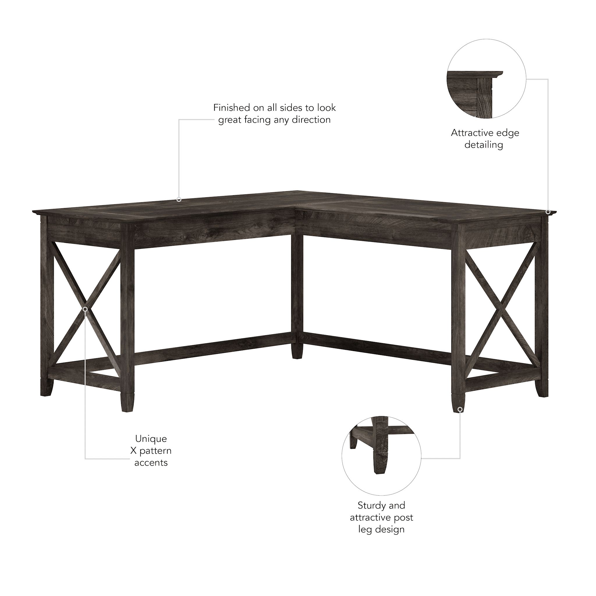 Key West 60W L Shaped Desk — panel 1