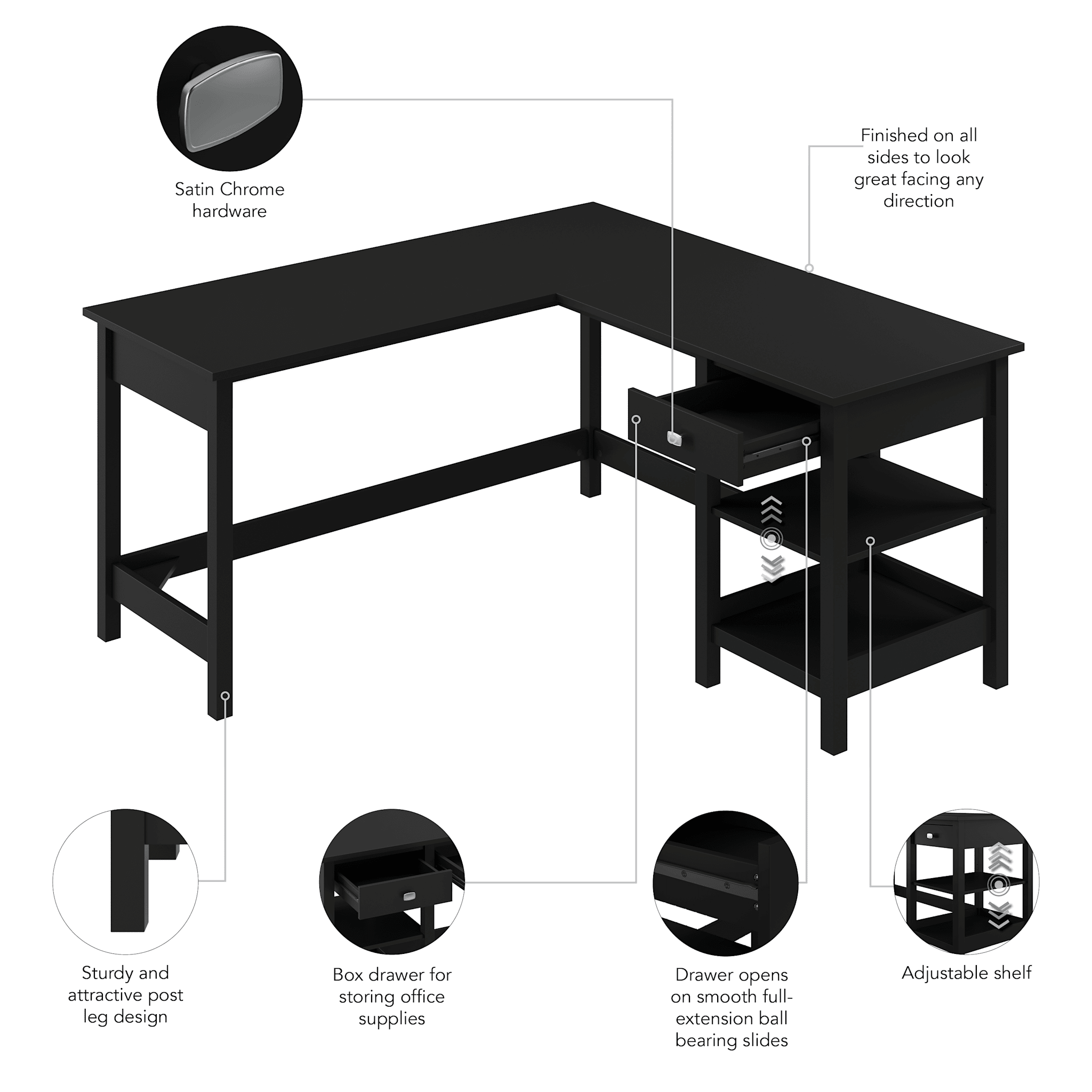 Broadview 60W L Shaped Computer Desk with Storage — panel 1