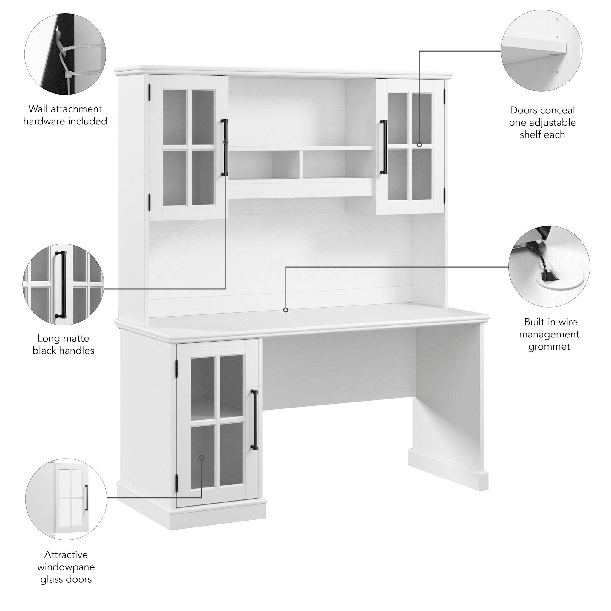 Westbrook 60W Computer Desk with Hutch — panel 1