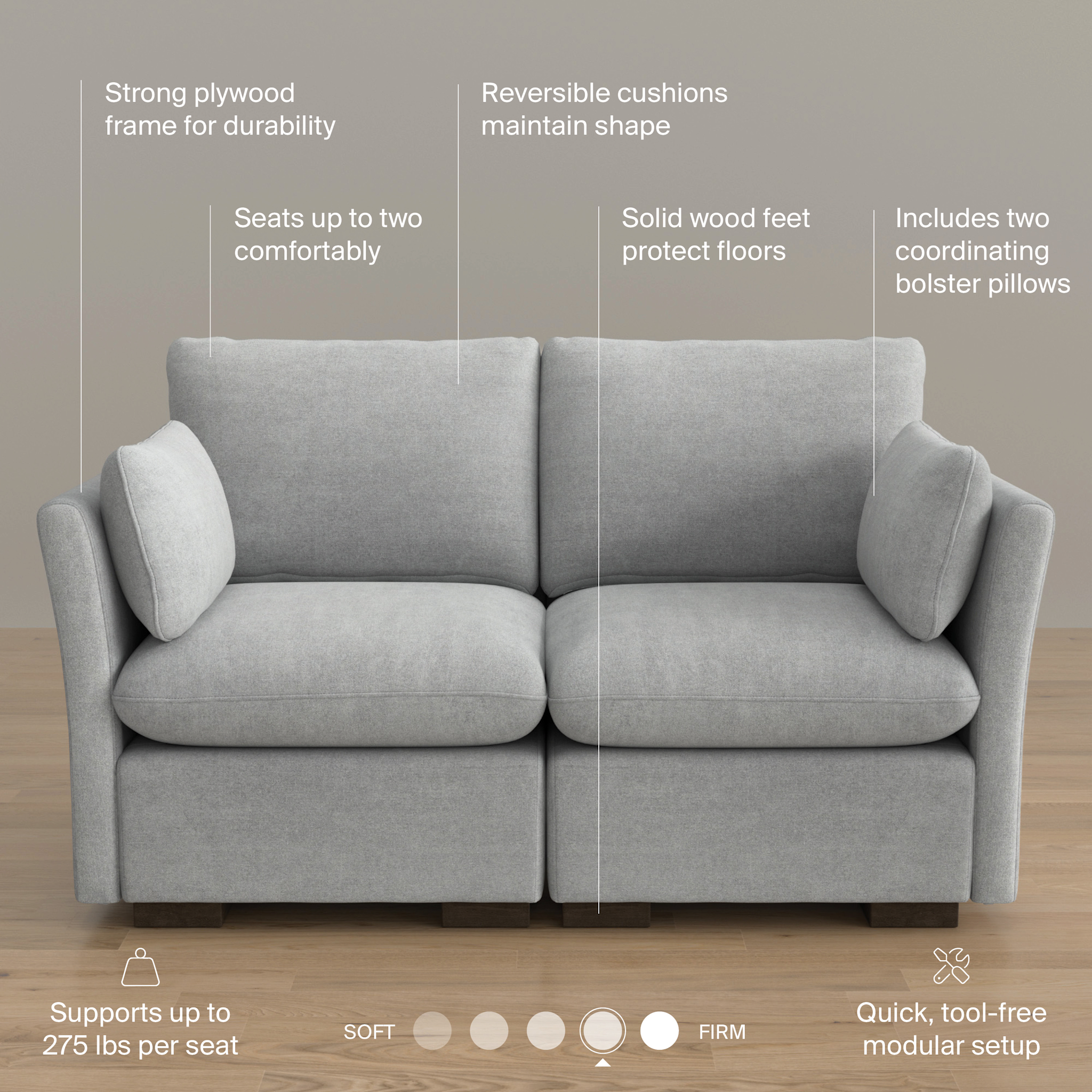 Bush Home Sienna Modular 2-Seater Loveseat — panel 2