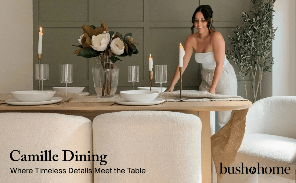 Bush Home Camille 71W Fluted Base Dining Table — panel 1