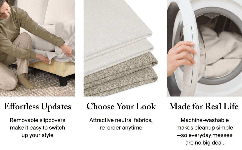 Bush Home Harper 80W Sofa and Storage Ottoman with Slipcovers — panel 4
