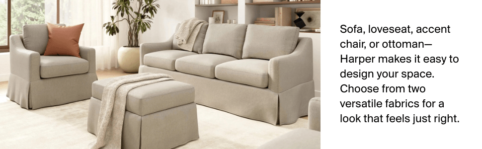 Bush Home Harper 80W Sofa and Storage Ottoman with Slipcovers — panel 9