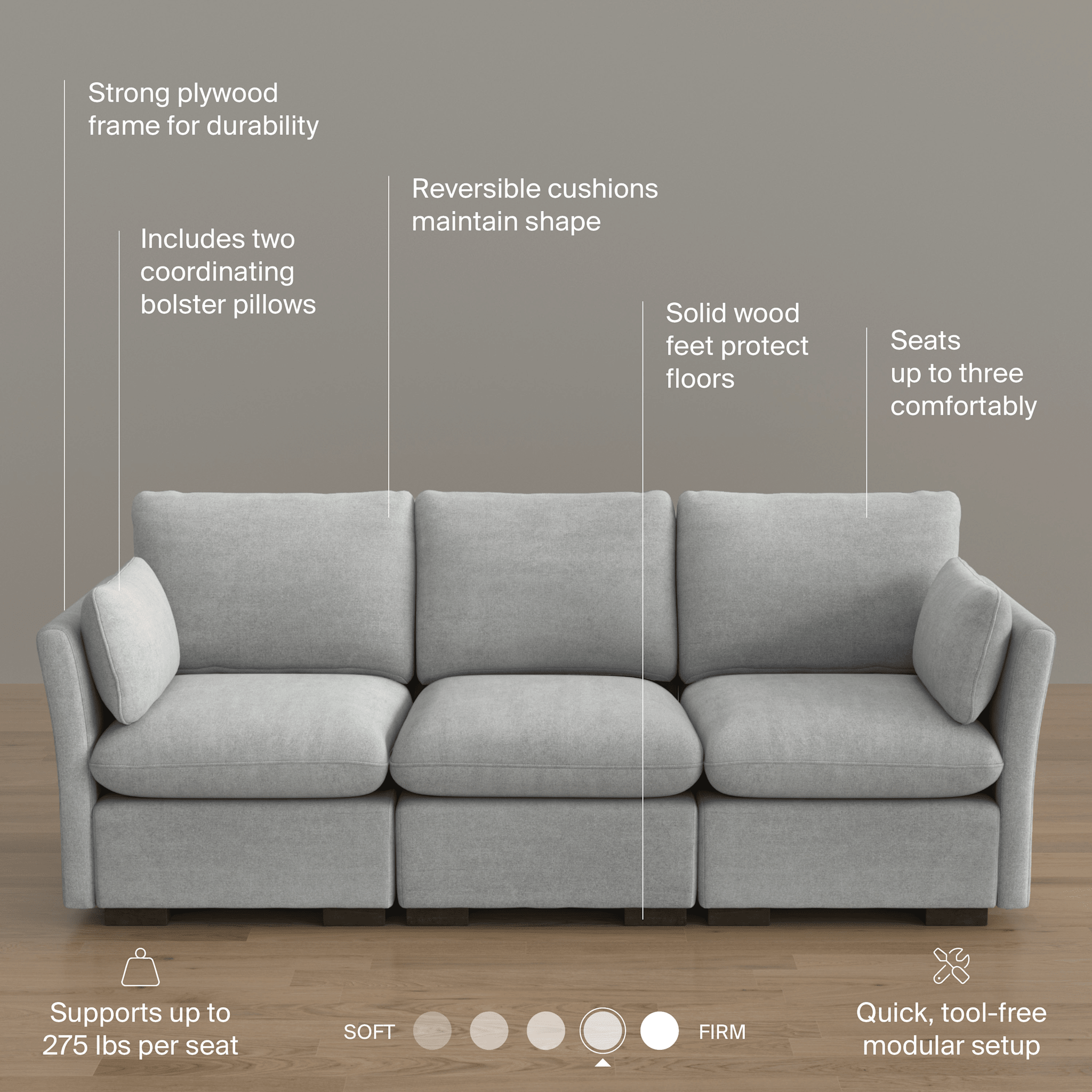 Bush Home Sienna Modular 3-Seater Sofa — panel 2