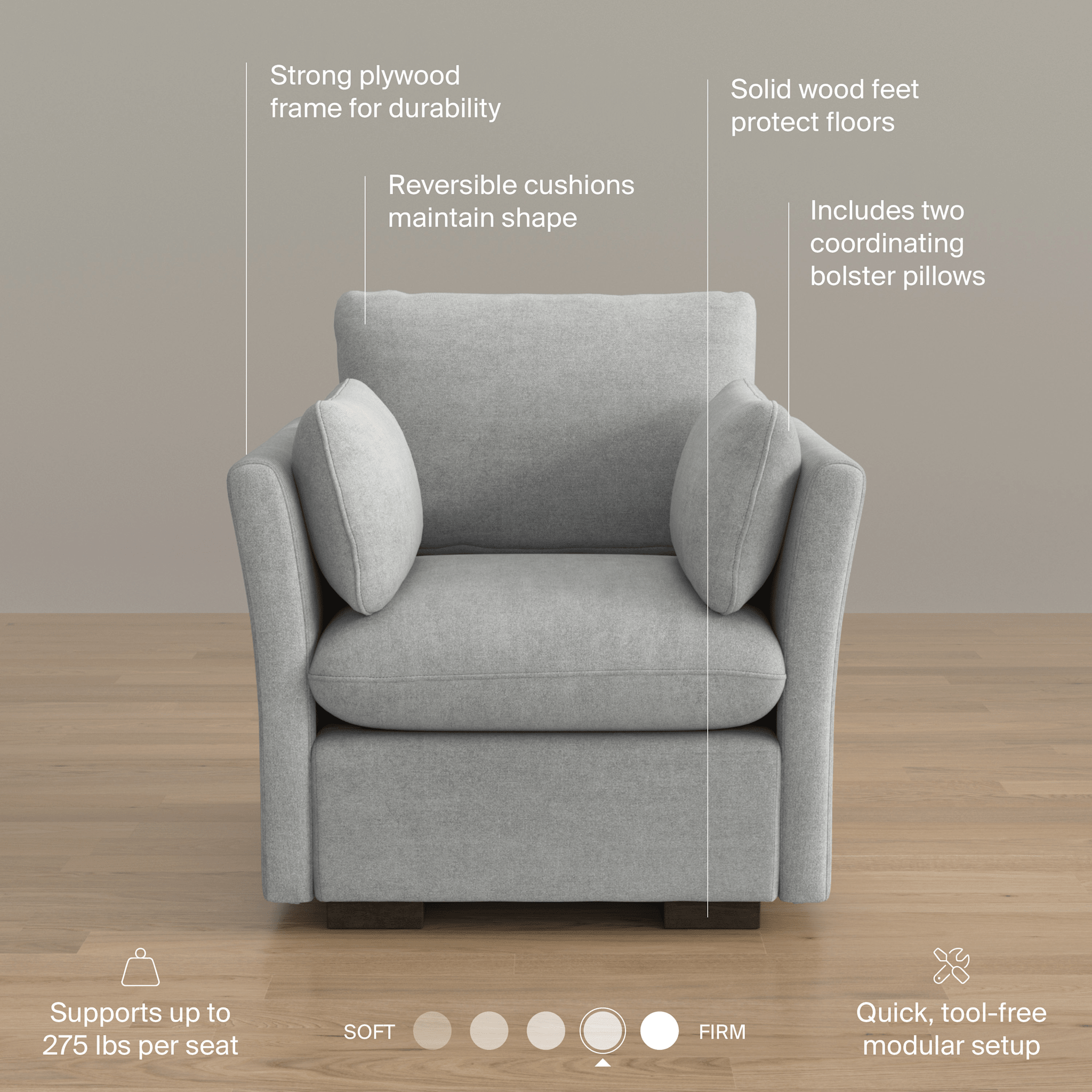 Bush Home Sienna Modular Accent Chair — panel 2