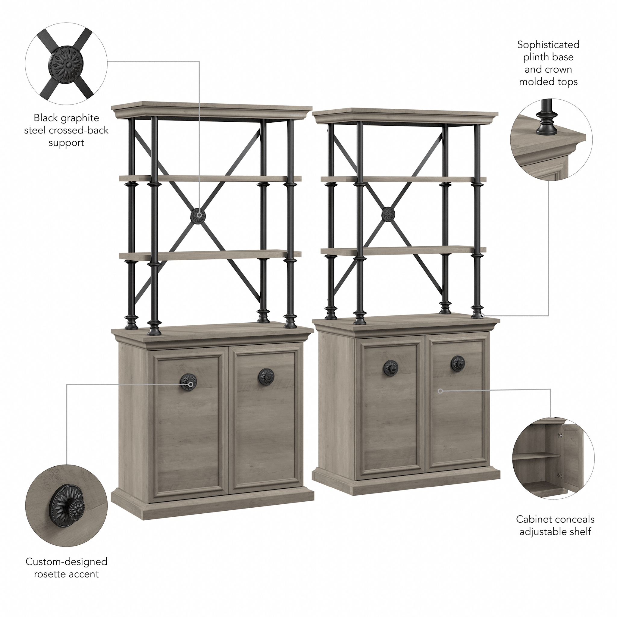 Coliseum Designer Bookcase with Doors (Set of Two) — panel 1