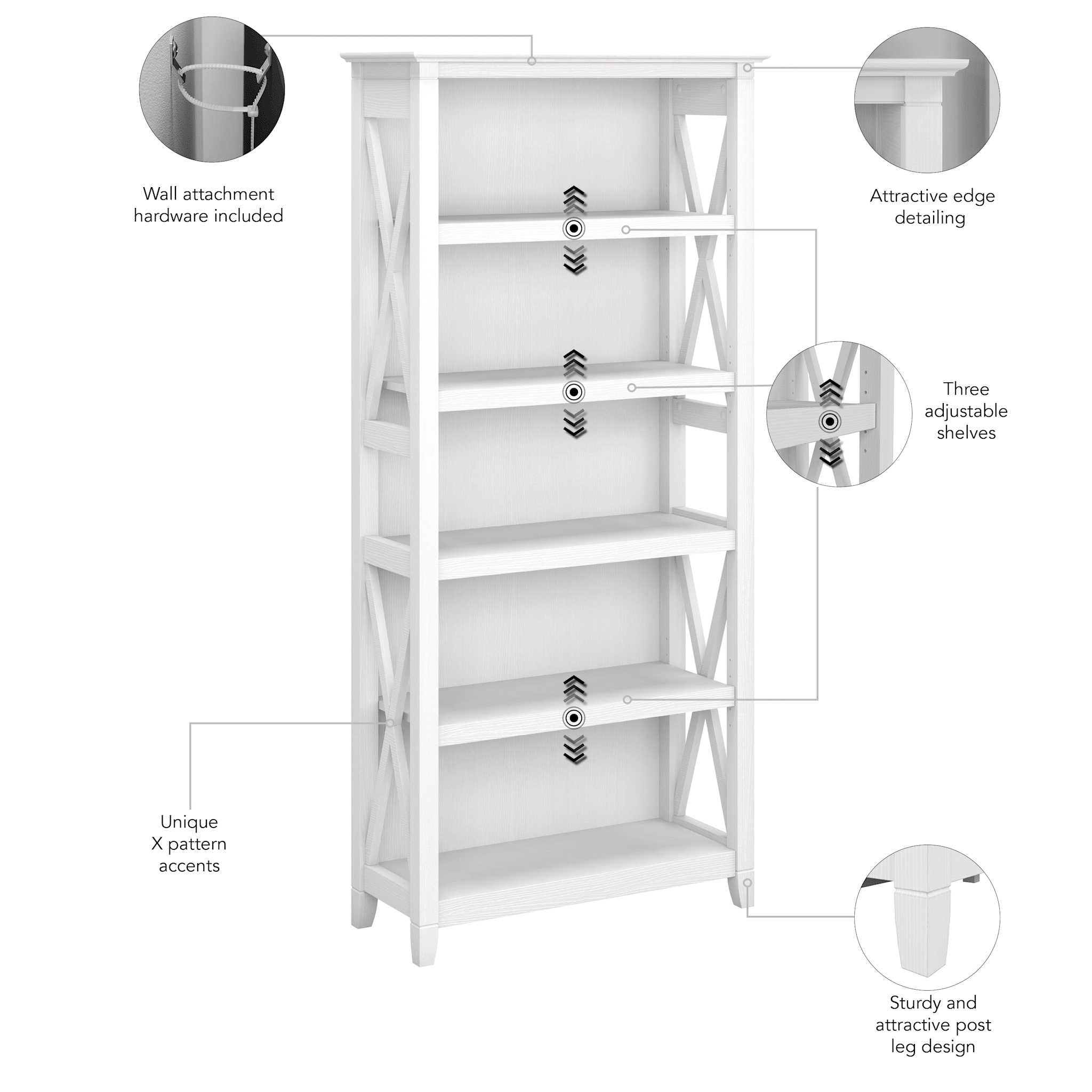 Key West 5 Shelf Bookcase Set — panel 1