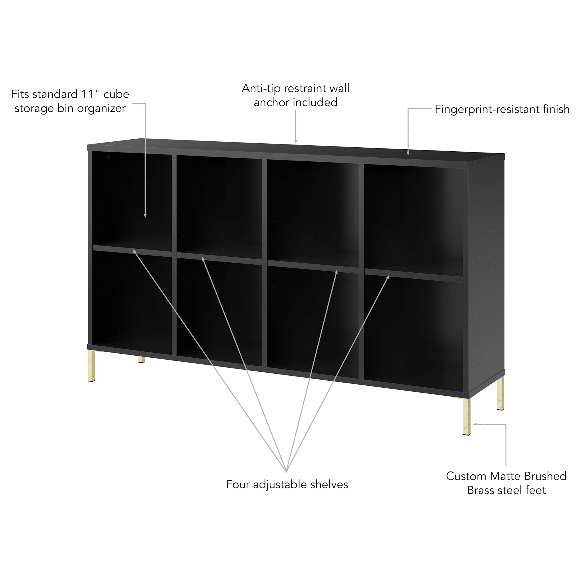 Bush Home Essence 8 Cube Organizer in Black Stipple — panel 9