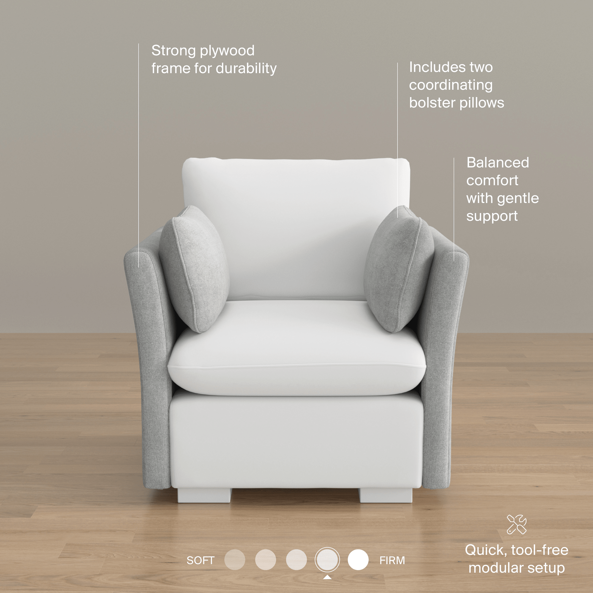 Bush Home Sienna Modular Arm Set with Pillows - Arms Only, Seating Sold Separate — panel 2