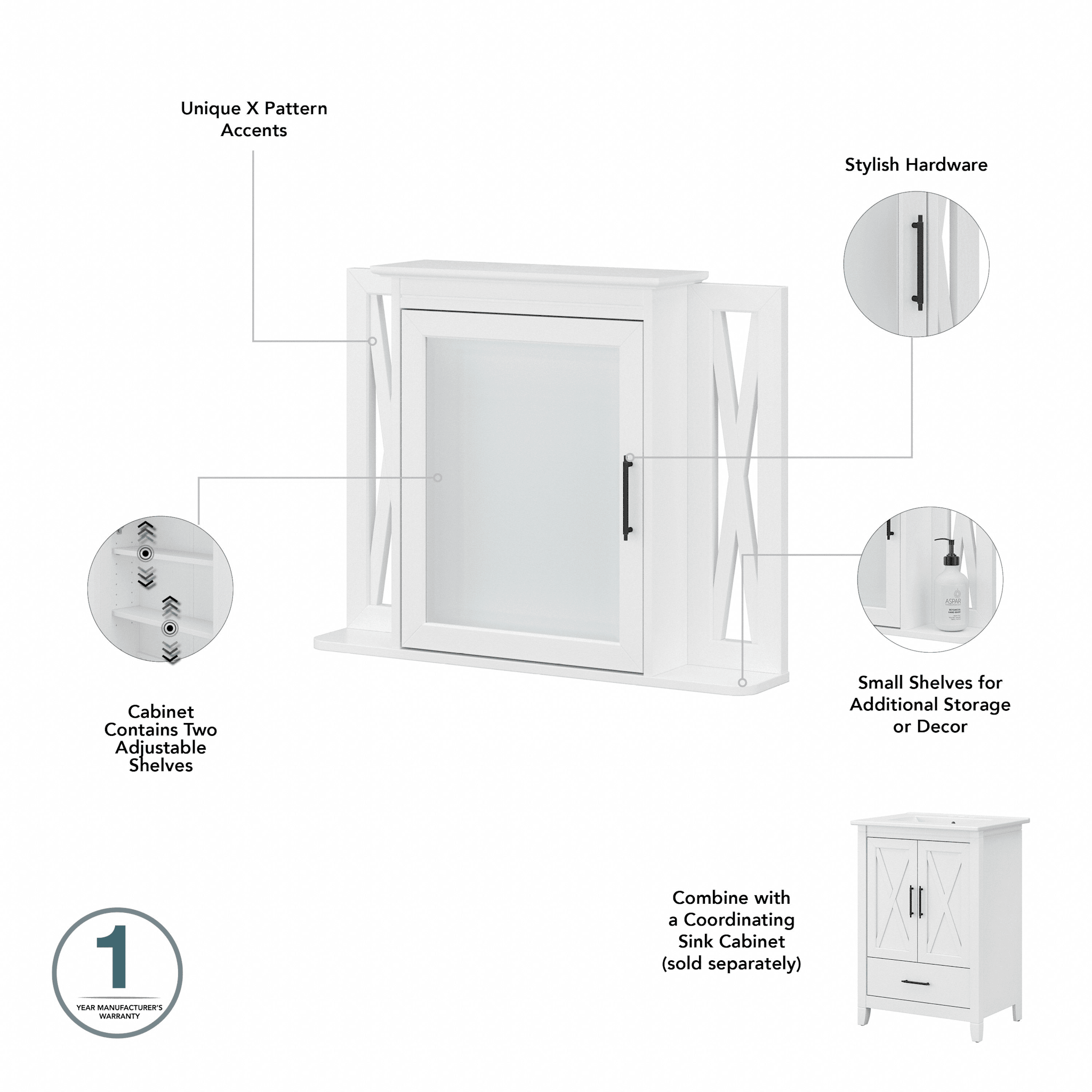 Key West 48W Double Vanity Set with Sinks, Medicine Cabinets and Linen Tower — panel 2