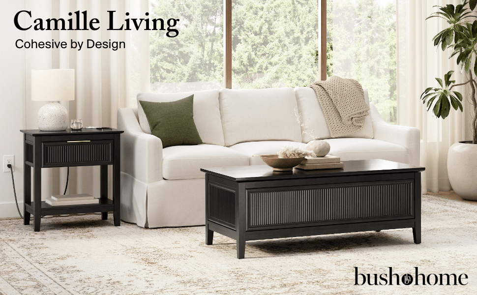 Bush Home Camille Fluted End Table with Drawer - Set of 2 — panel 1