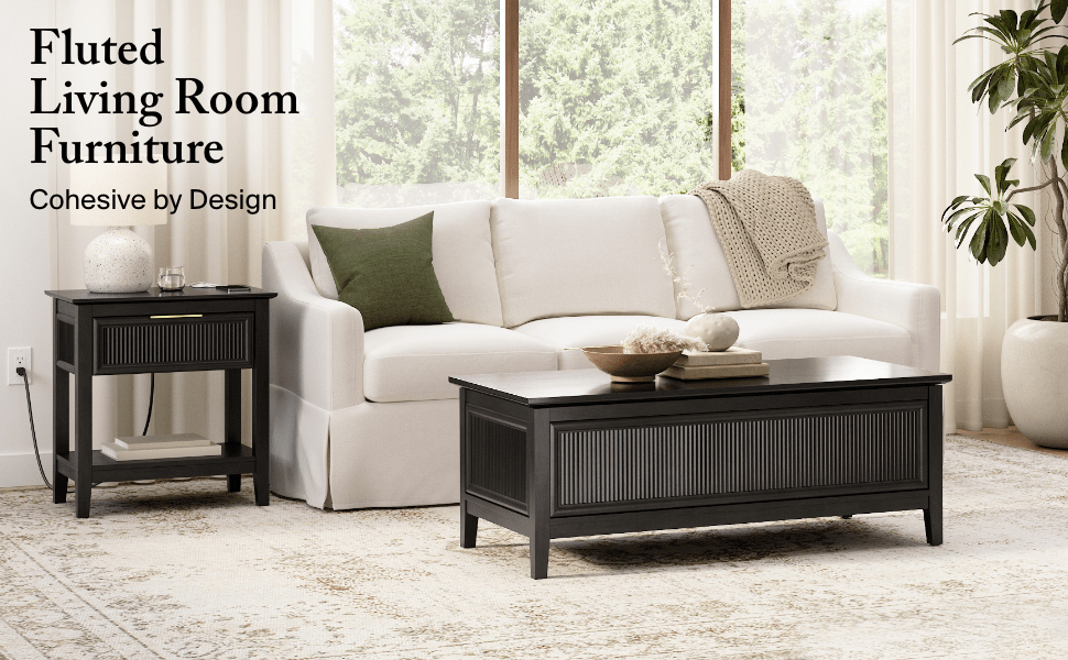 Bush Home Camille Fluted End Table with Drawer - Set of 2 — panel 2