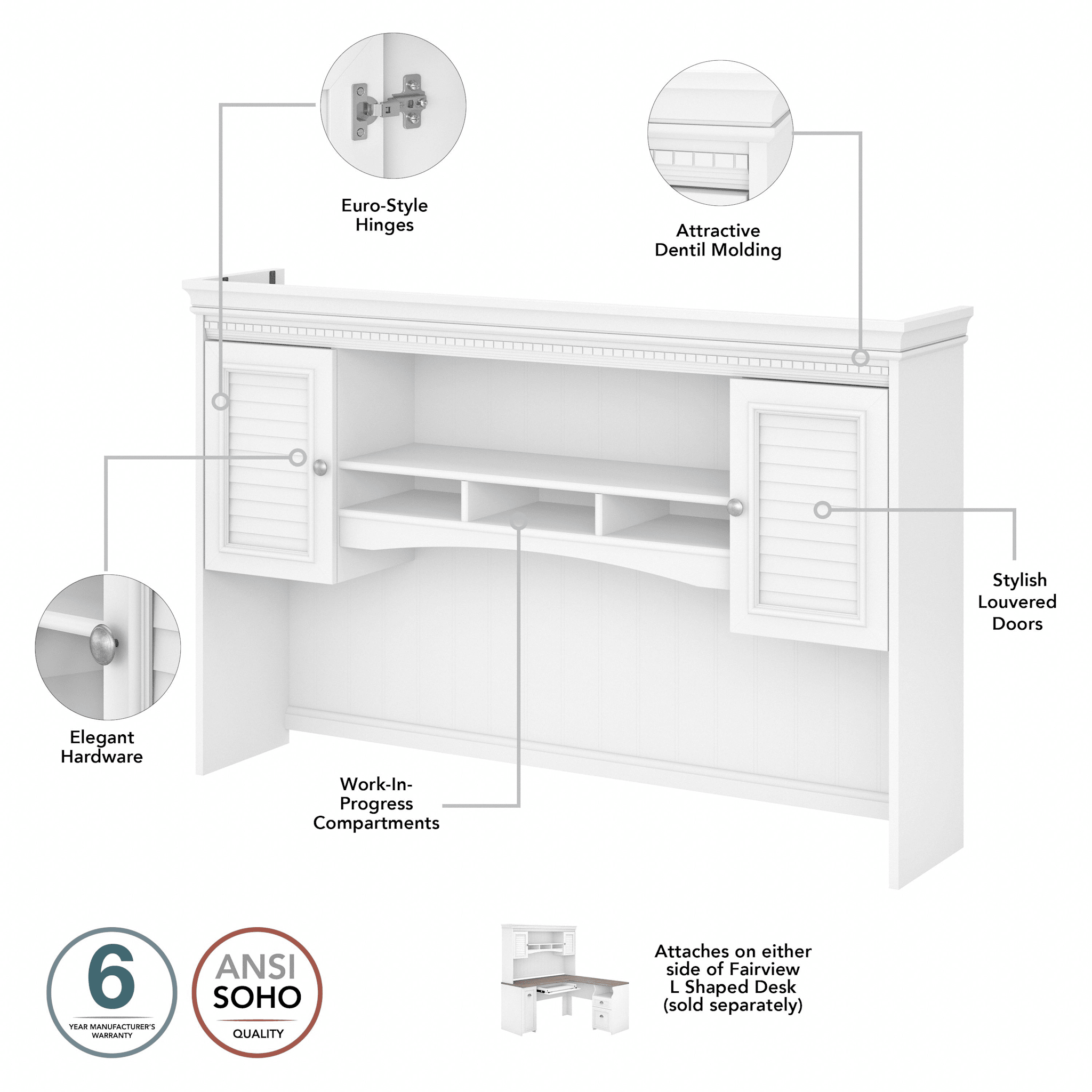 Fairview 60W Hutch for L Shaped Desk — panel 1