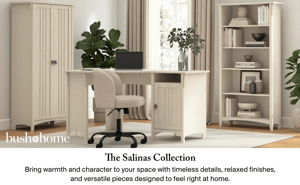 Salinas 60W L Shaped Desk with Hutch and 5 Shelf Bookcase — panel 1