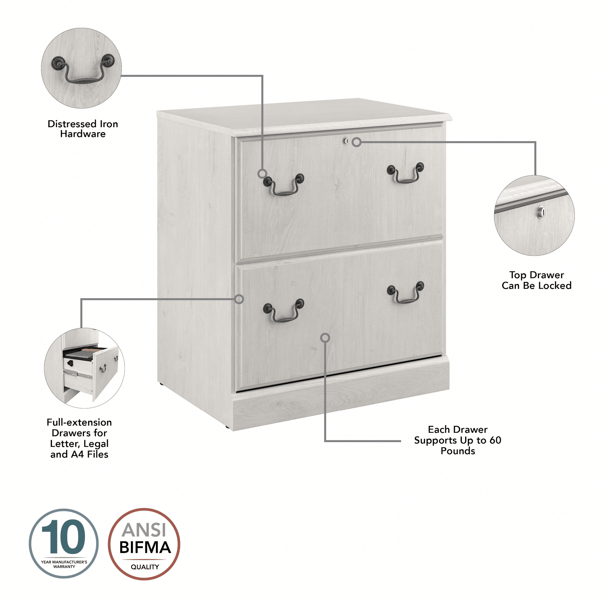 Saratoga 2 Drawer Lateral File Cabinet — panel 1