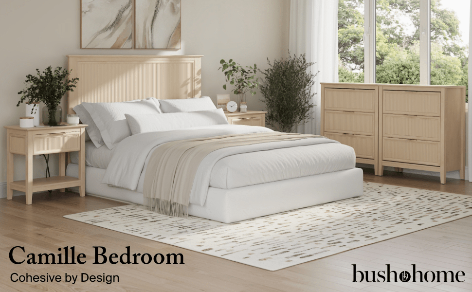 Bush Home Camille Fluted Nightstand with Drawer - Set of 2 — panel 1