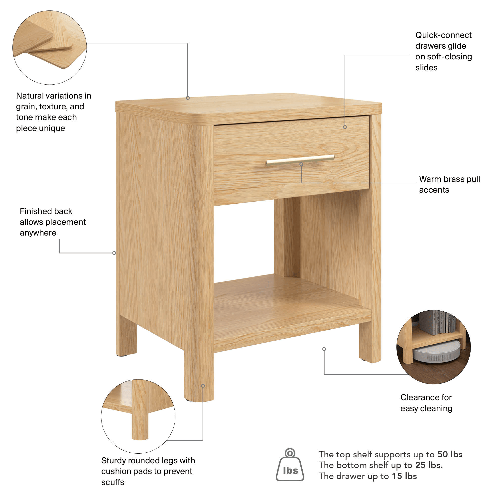 Bush Home Vera Nightstand with Drawer — panel 11