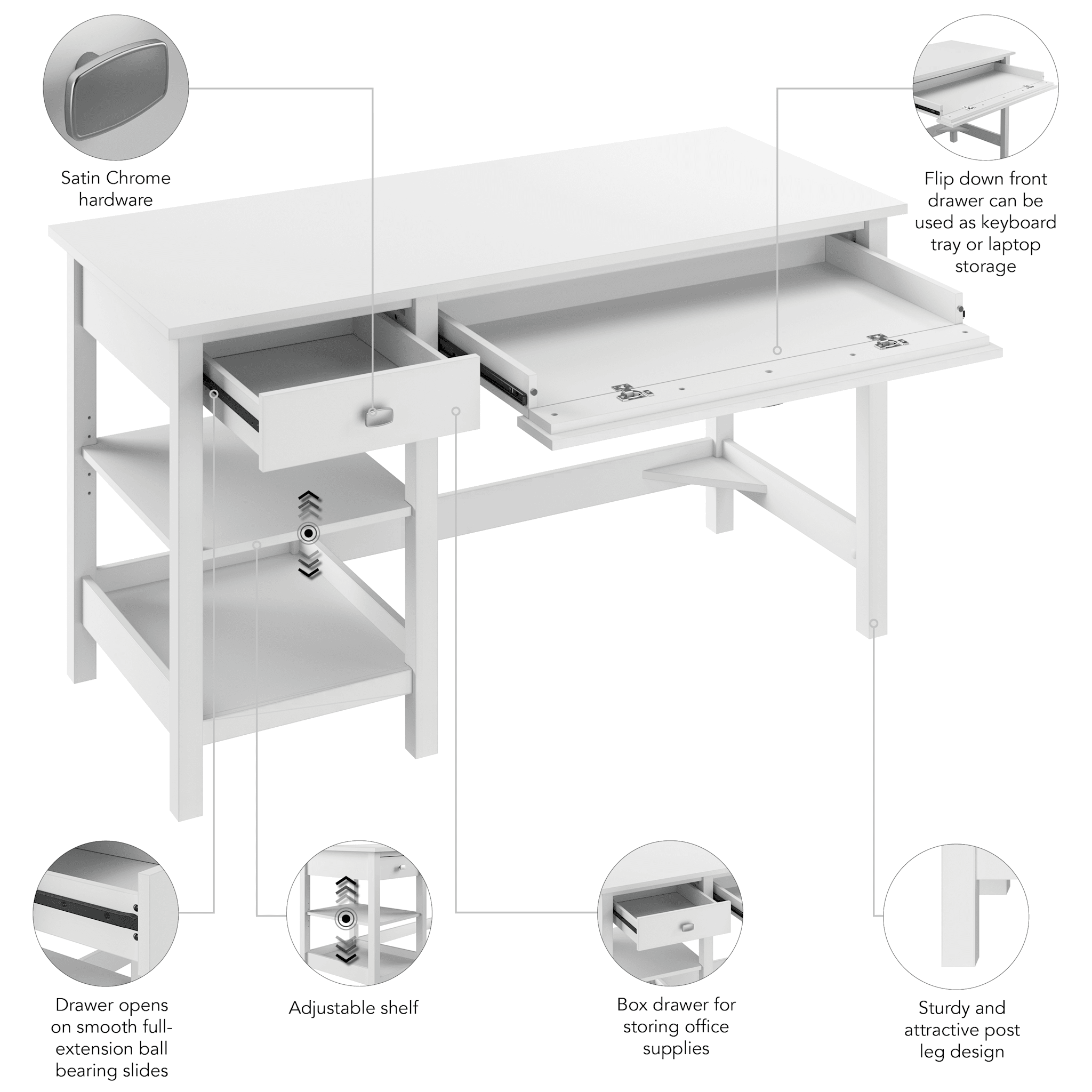 Broadview 54W Computer Desk with Shelves — panel 1