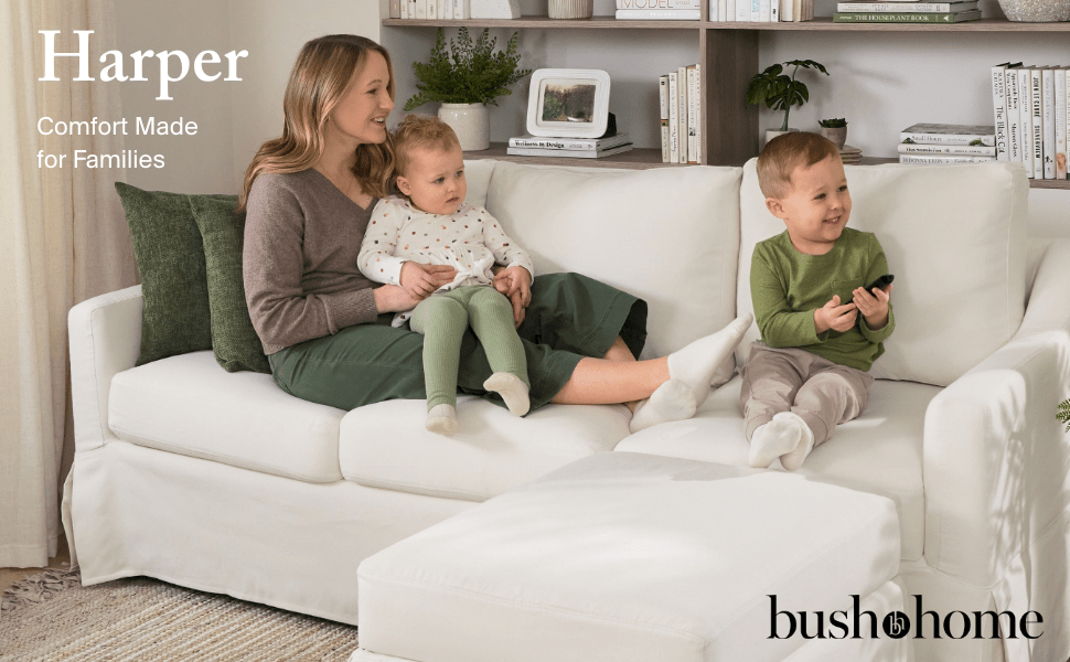 Bush Home Harper Storage Ottoman with Tray and Slipcover — panel 1