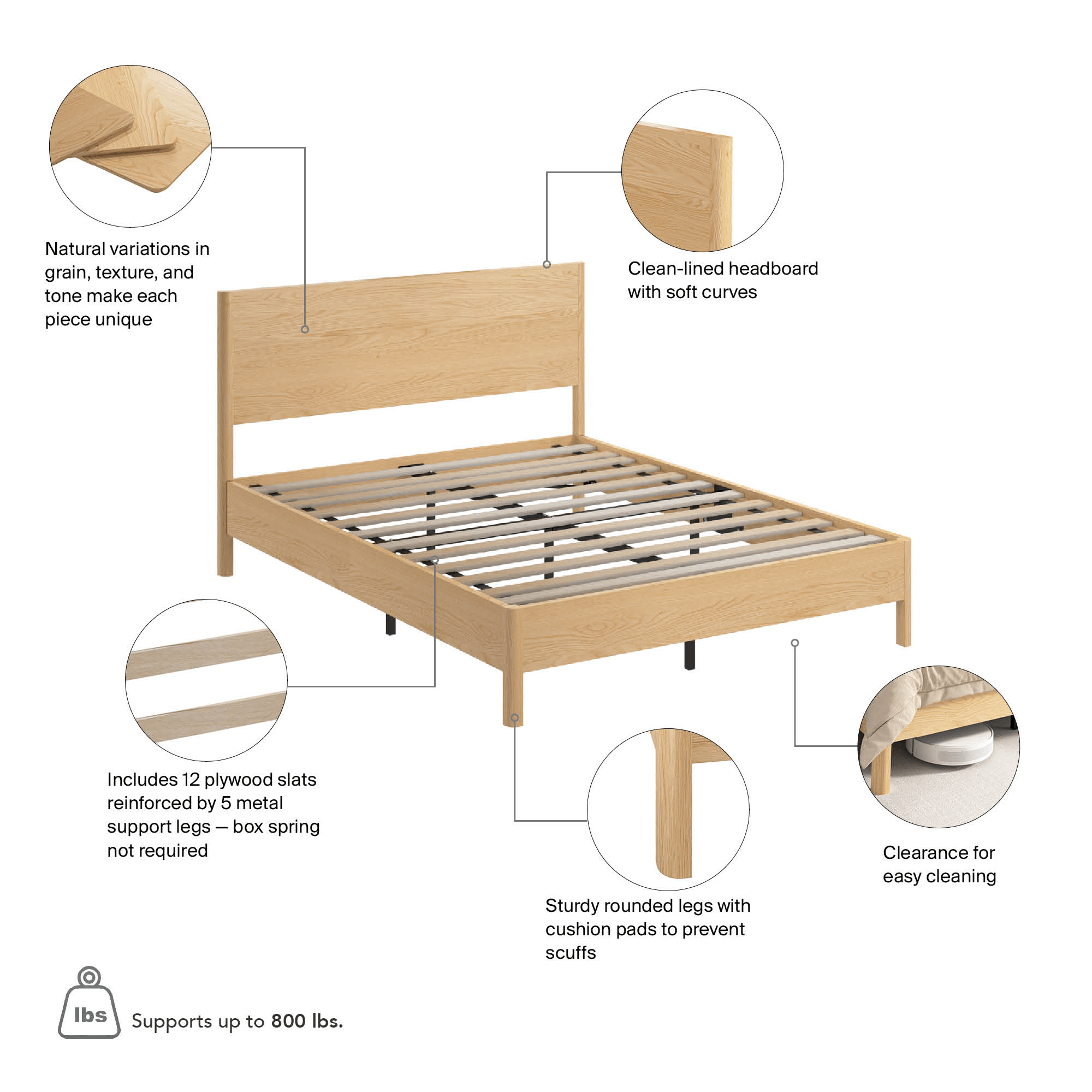 Bush Home Vera Queen Platform Bed Frame with Headboard — panel 11