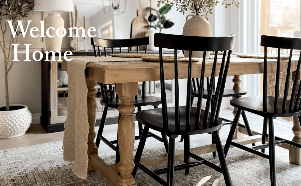 Sterling 67W Squire Trestle Dining Table with 6 Cross Back Dining Chairs — panel 2
