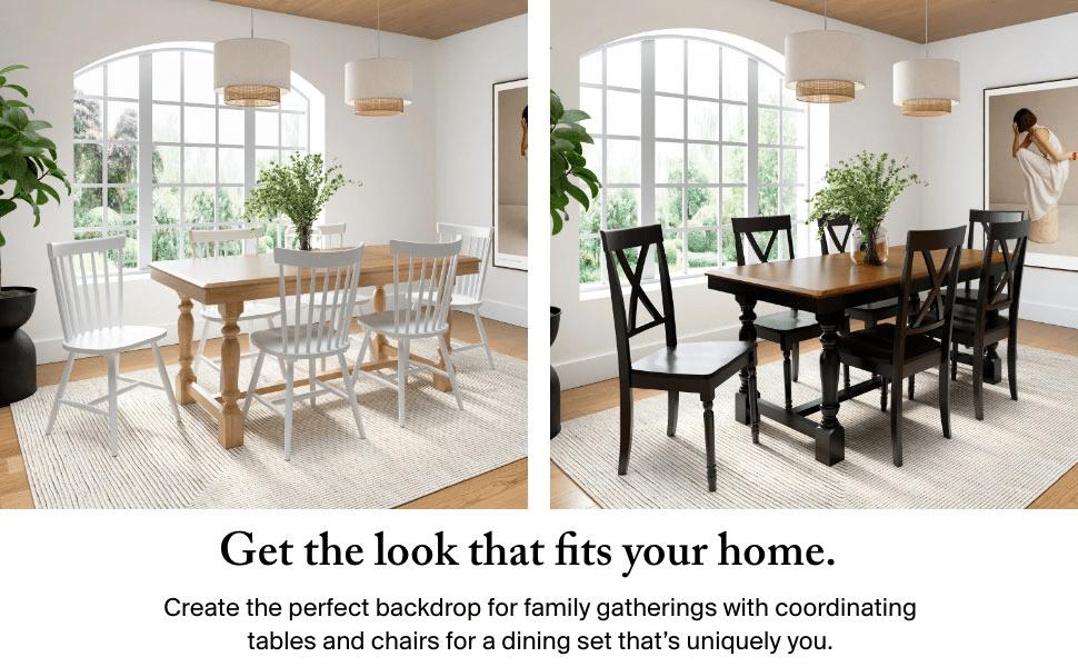 Sterling 67W Squire Trestle Dining Table with 6 Cross Back Dining Chairs — panel 6