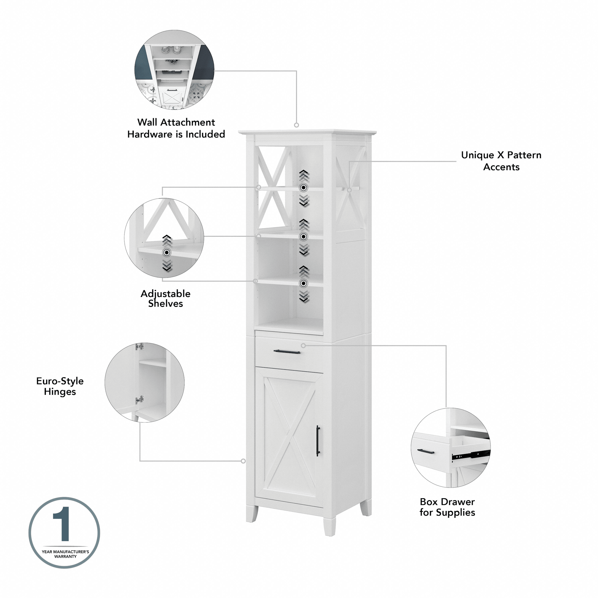 Key West Tall Bathroom Storage Cabinet — panel 1