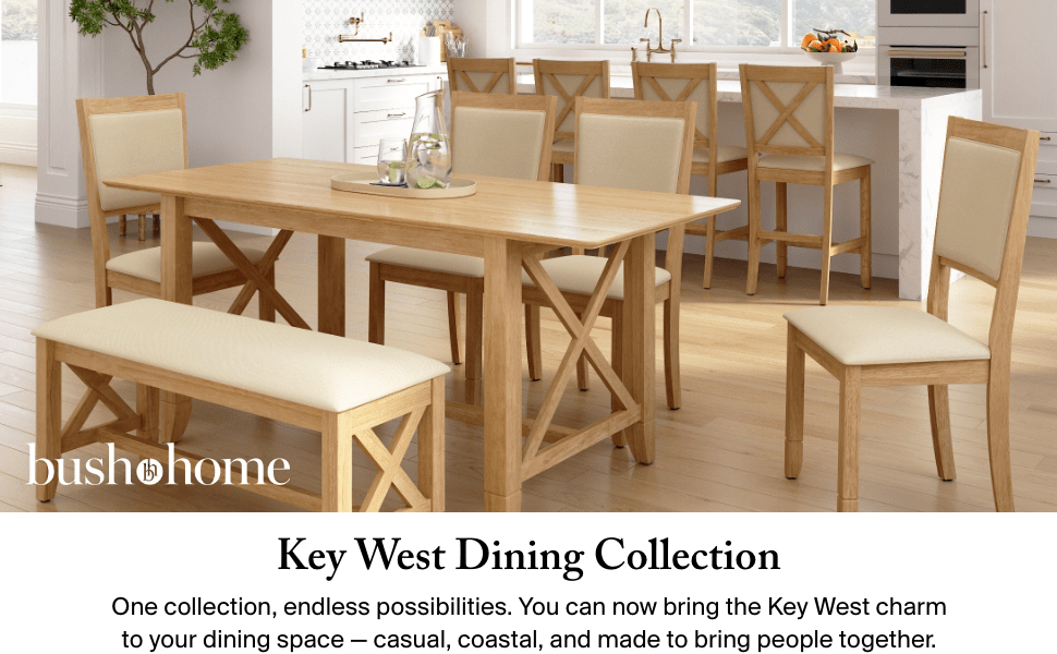 Bush Home Key West Upholstered Cross Back Dining Counter Stool - Set of 2 — panel 1