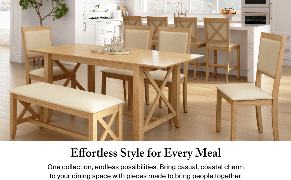 Bush Home Key West Upholstered Cross Back Dining Counter Stool - Set of 2 — panel 2