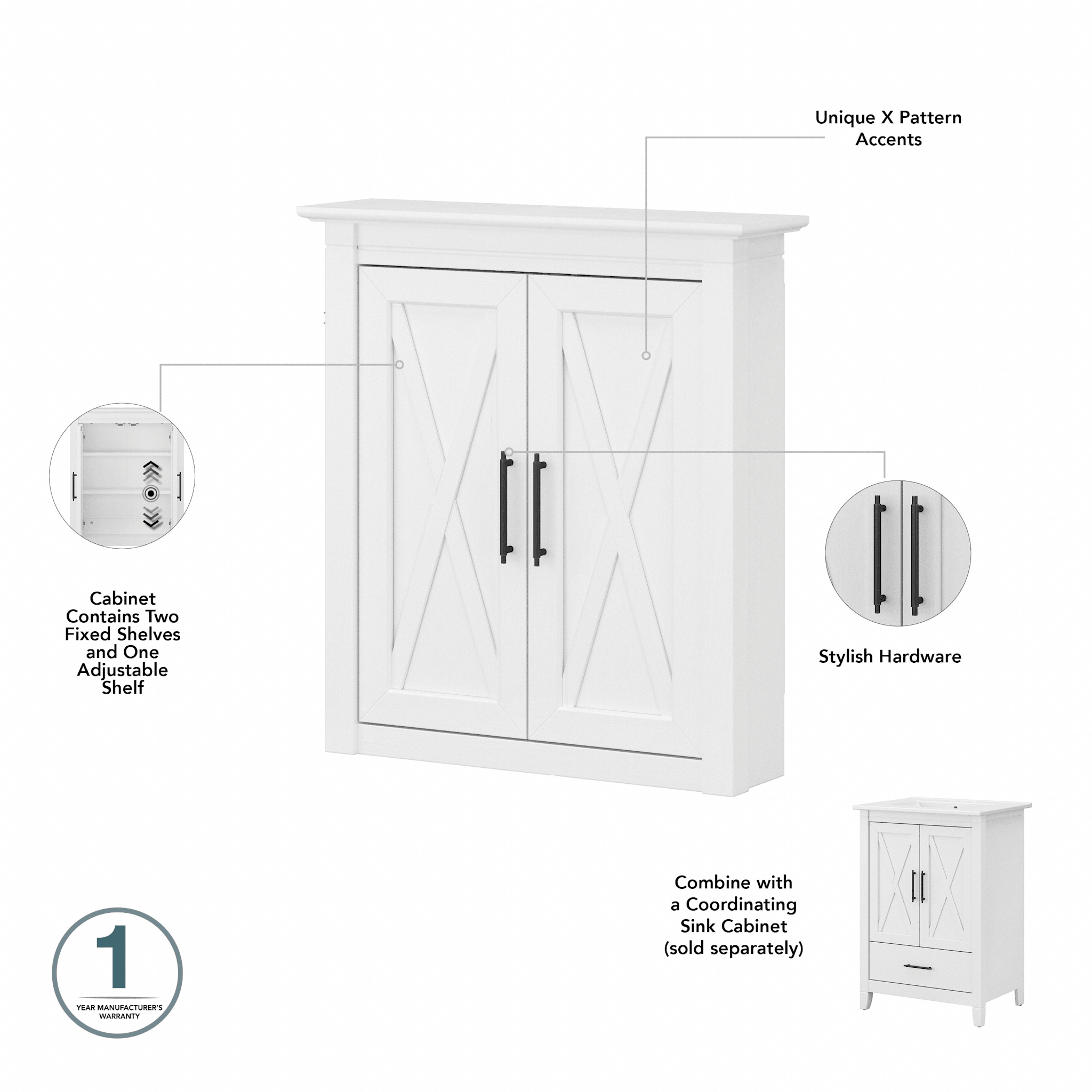 Key West Bathroom Wall Cabinet with Doors — panel 1