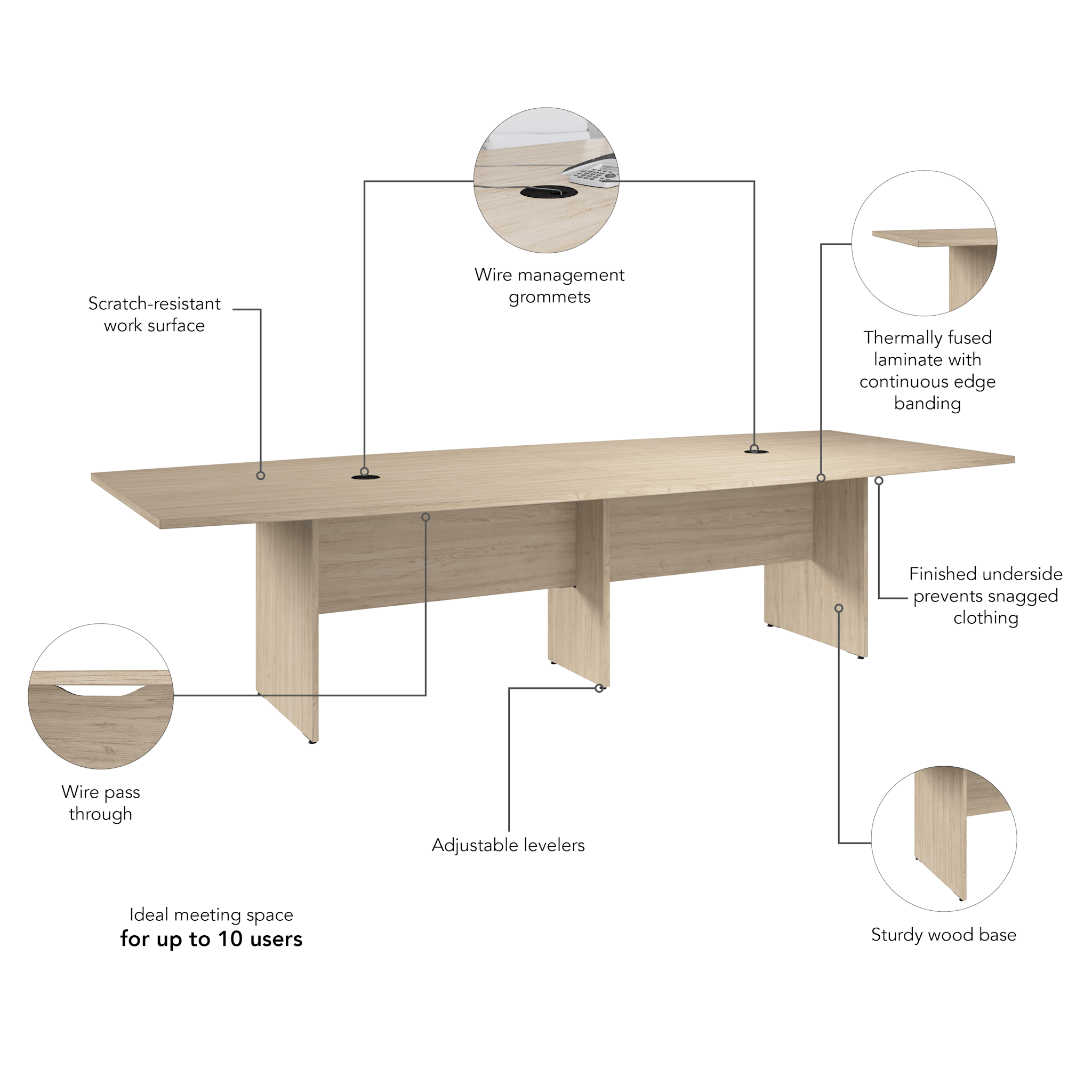 120-inch Office Conference Table with Wood Base — panel 1