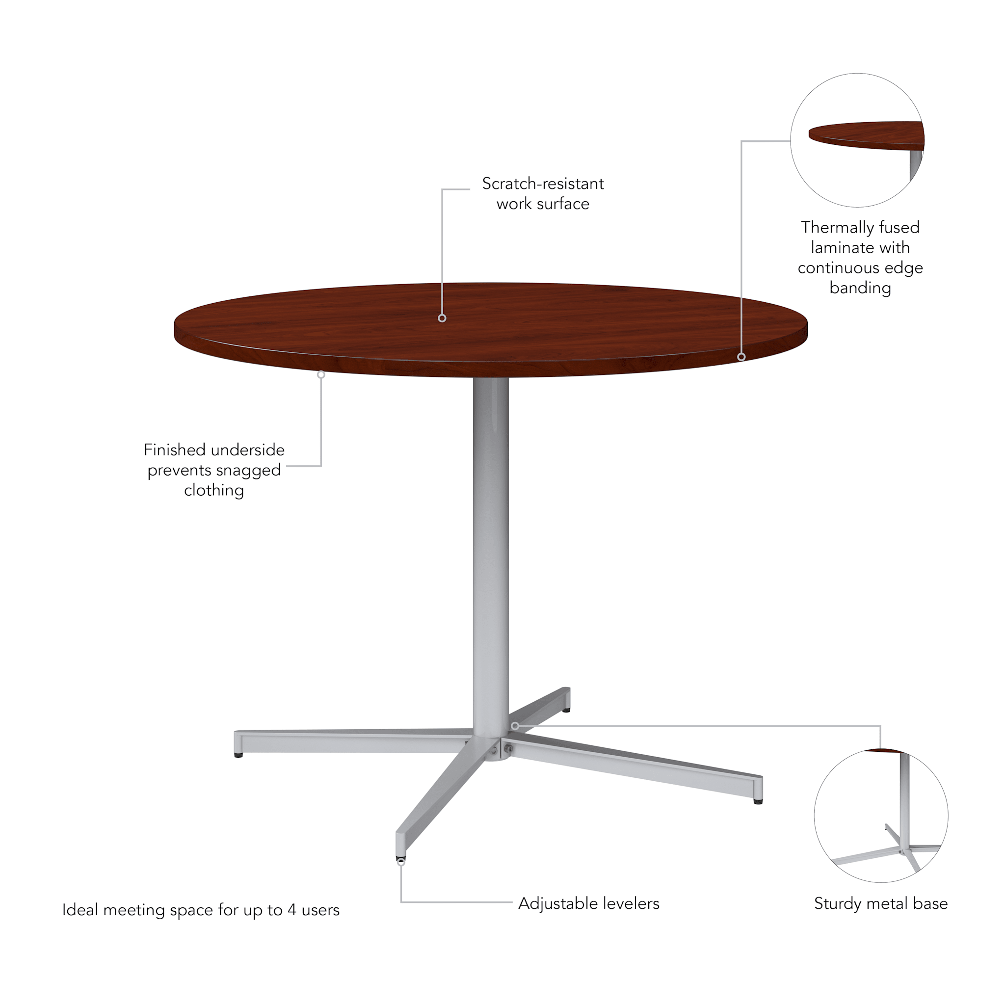 42-inch Round Conference Table with Metal Base — panel 1