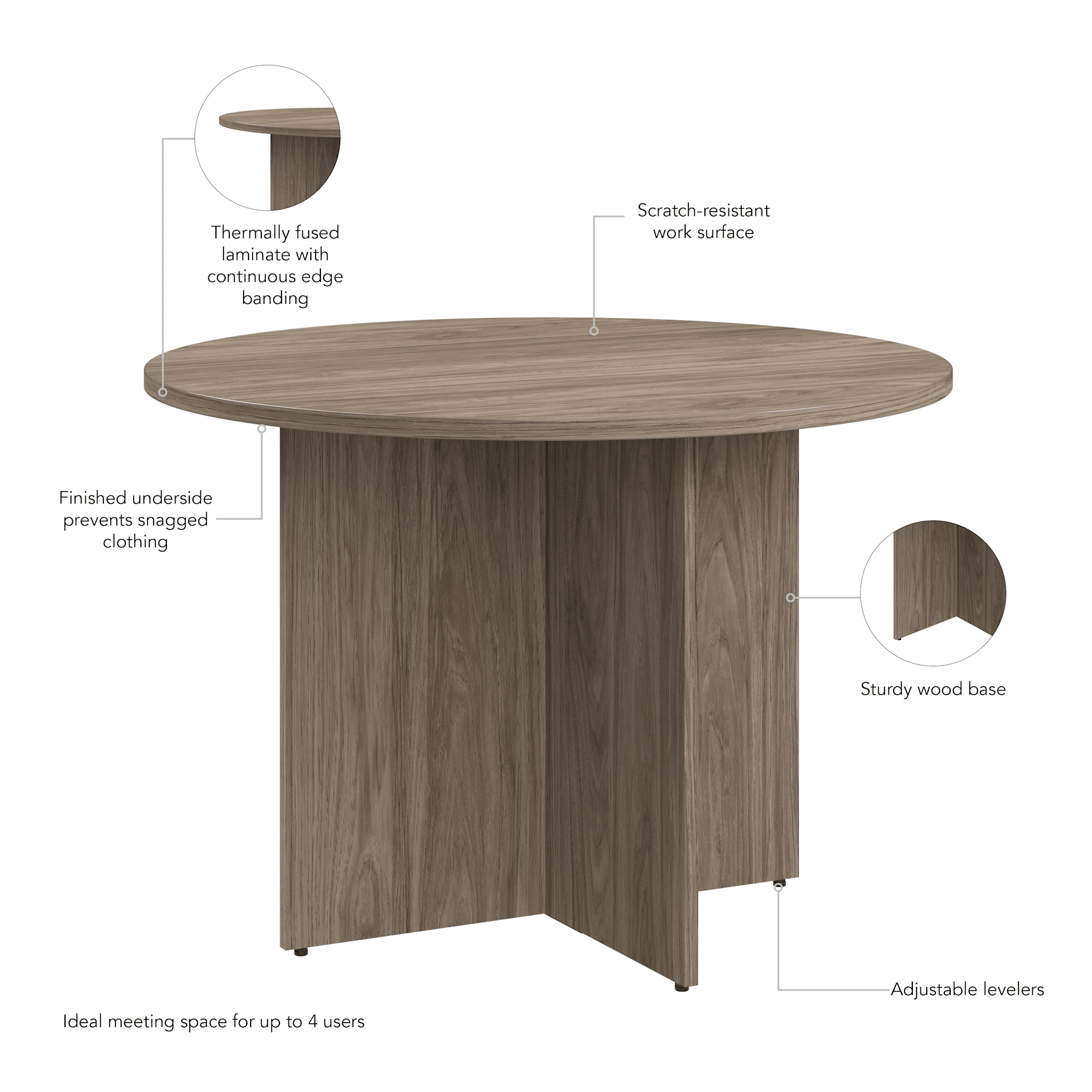 42-inch Round Conference Table with Wood Base — panel 1