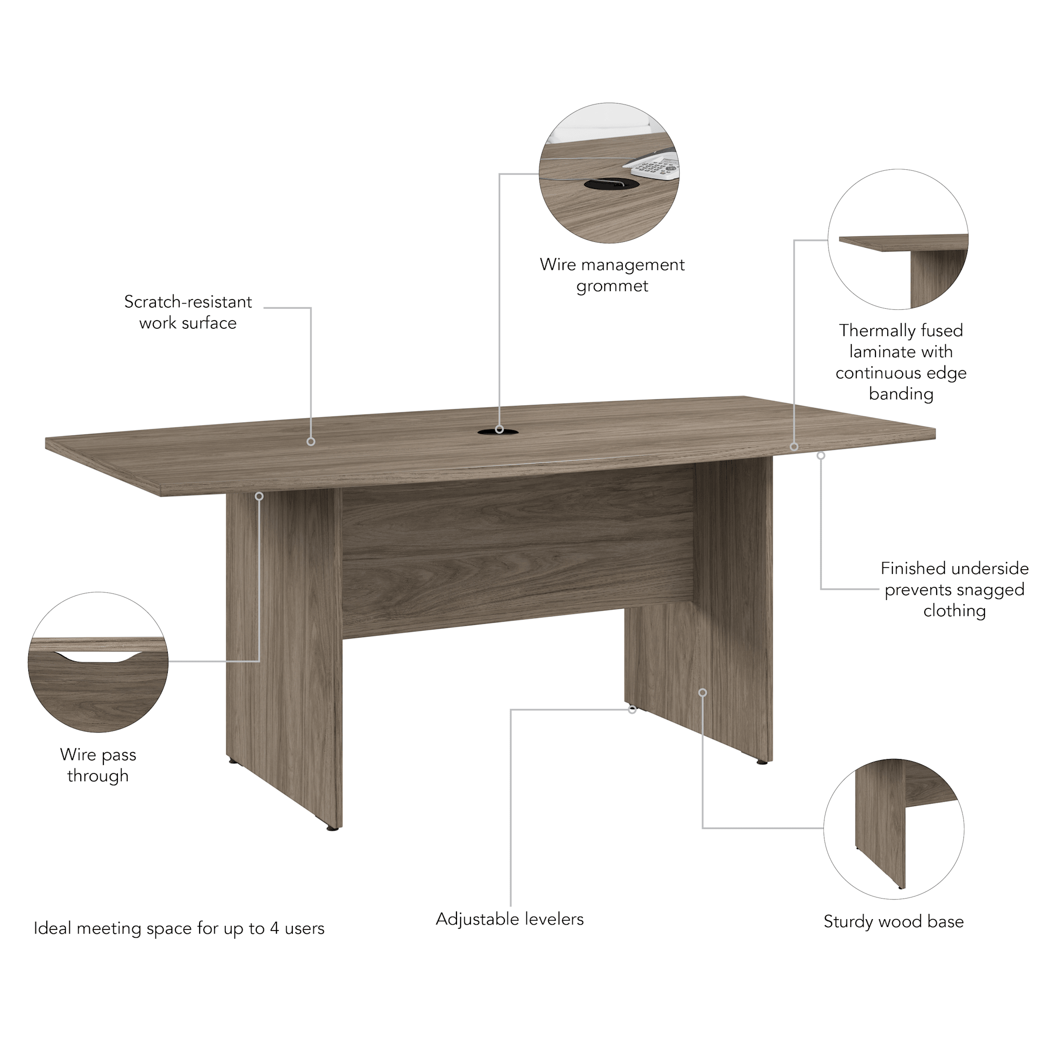 72-inch Office Conference Table with Wood Base — panel 1