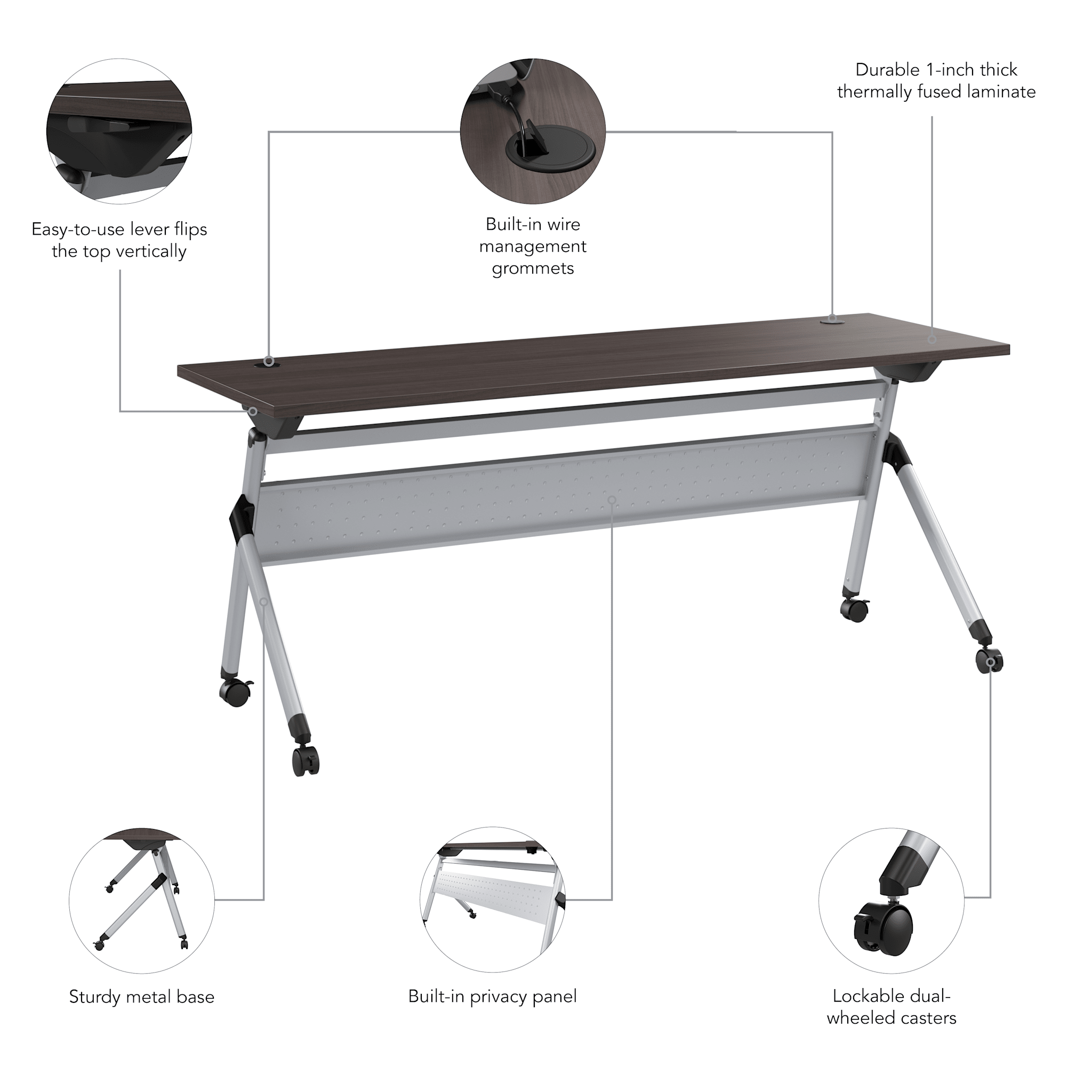 72W x 24D Folding Training Table Top — panel 6