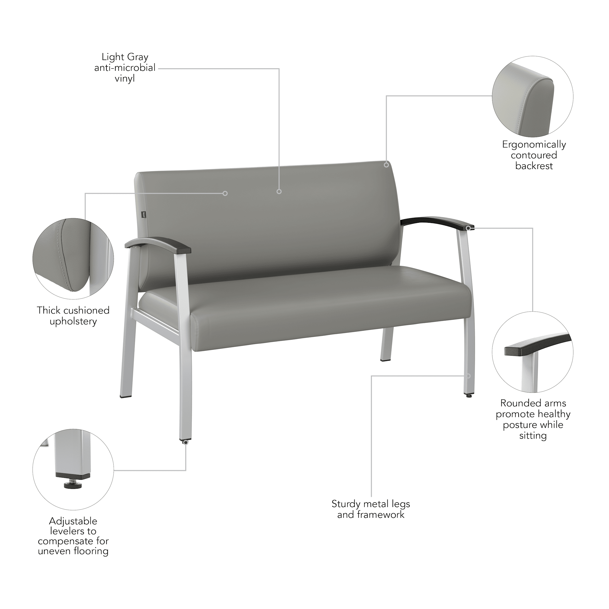Arrive Waiting Room Loveseat with Arms — panel 1