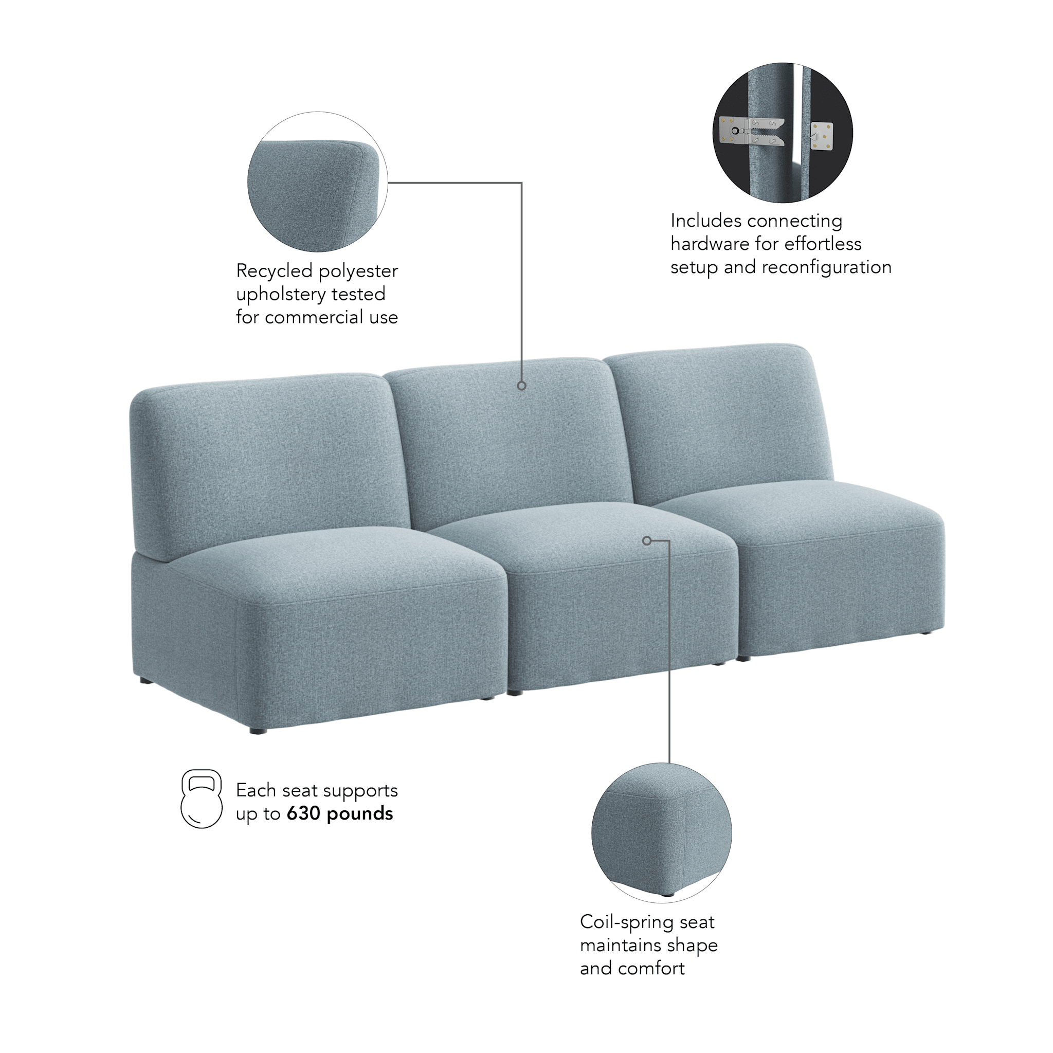 Assemble Modular 3 Seater Sectional Lounge Sofa — panel 6