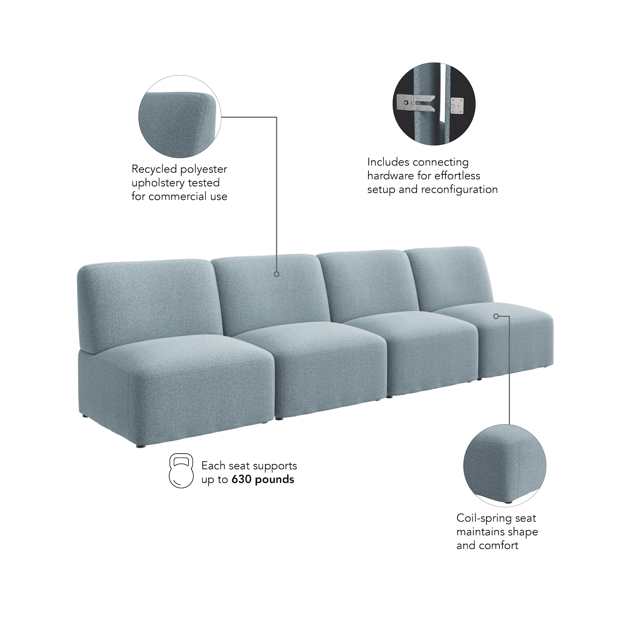 Assemble Modular 4 Seater Sectional Lounge Sofa — panel 6
