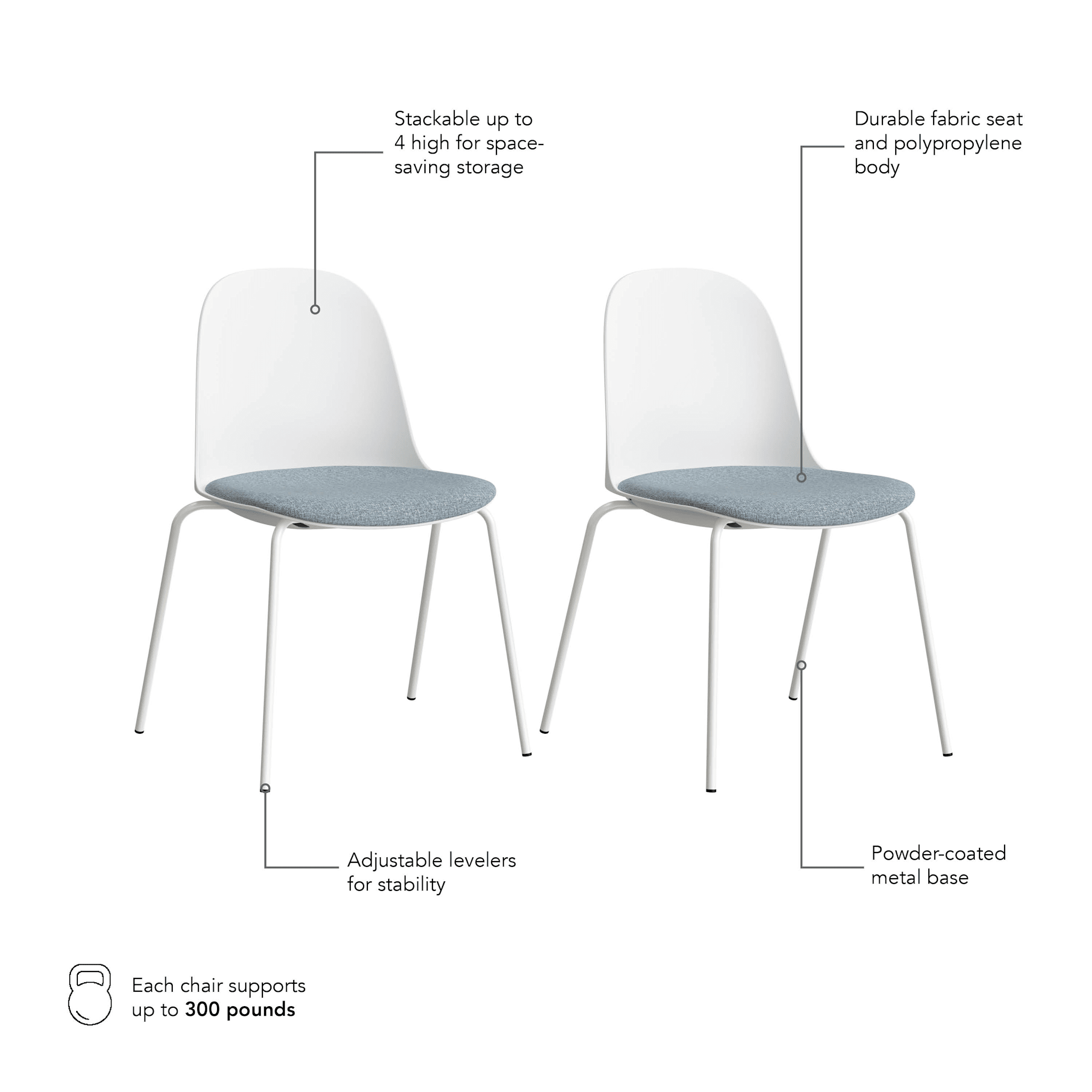 Gather Stackable Cafe Chairs with Upholstered Seats - Set of 2 — panel 1