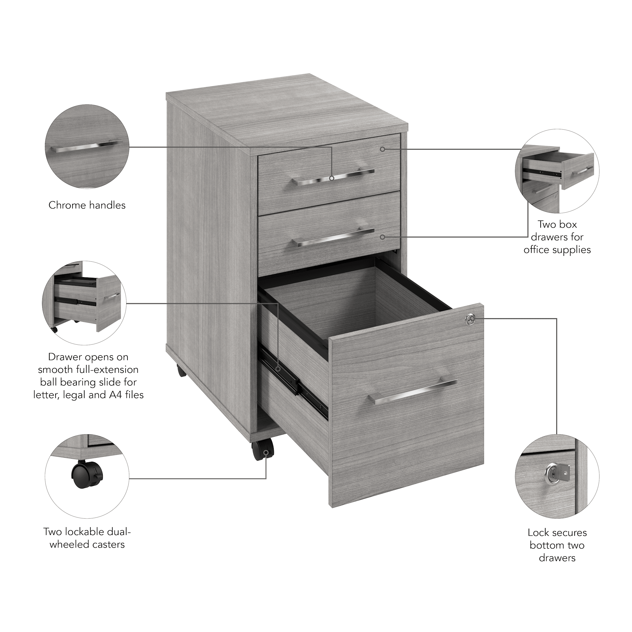 Hustle 3 Drawer Mobile File Cabinet — panel 6