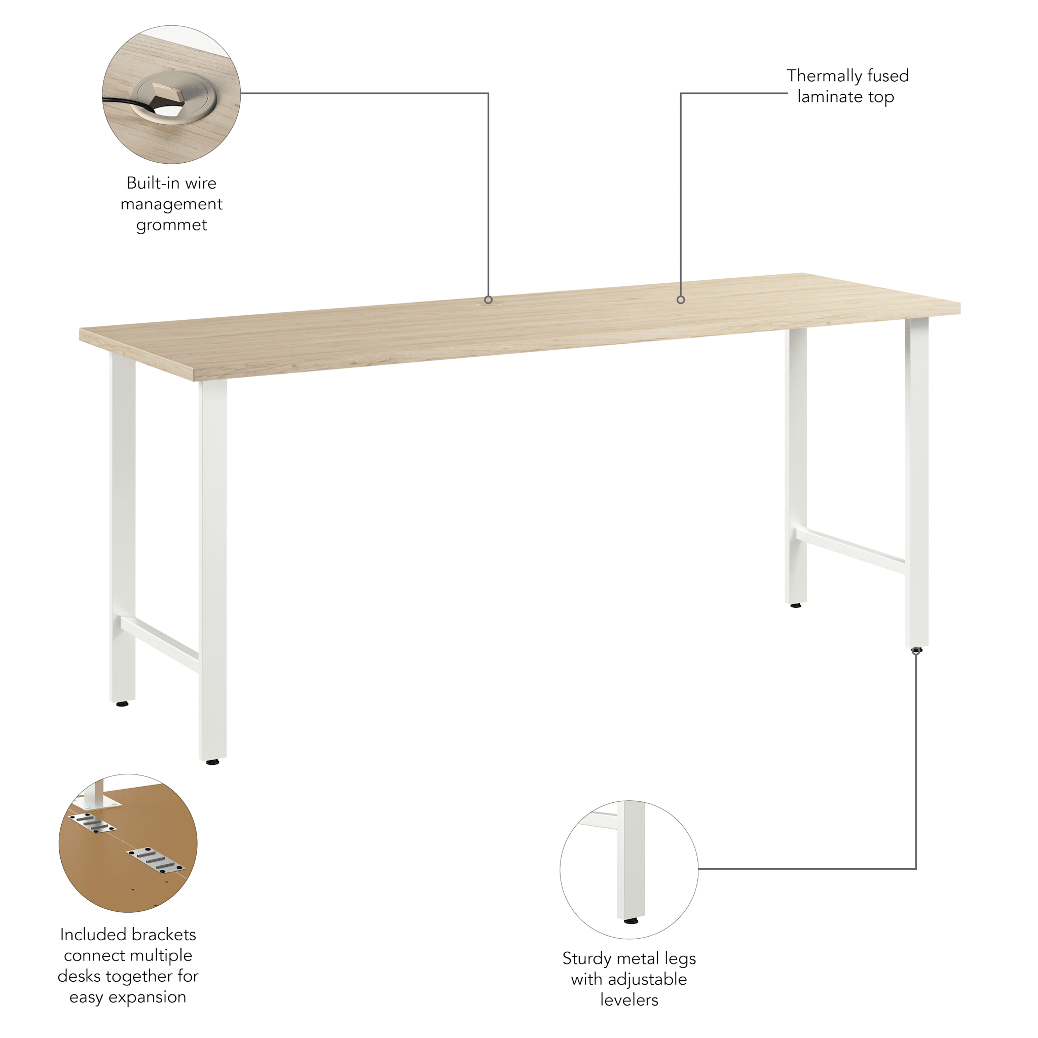 Hustle 72W x 24D Computer Desk with Metal Legs — panel 1