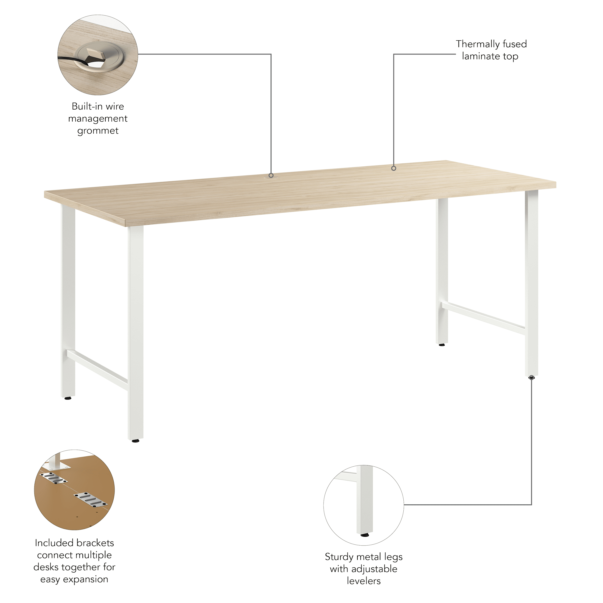 Hustle 72W x 30D Computer Desk with Metal Legs — panel 1