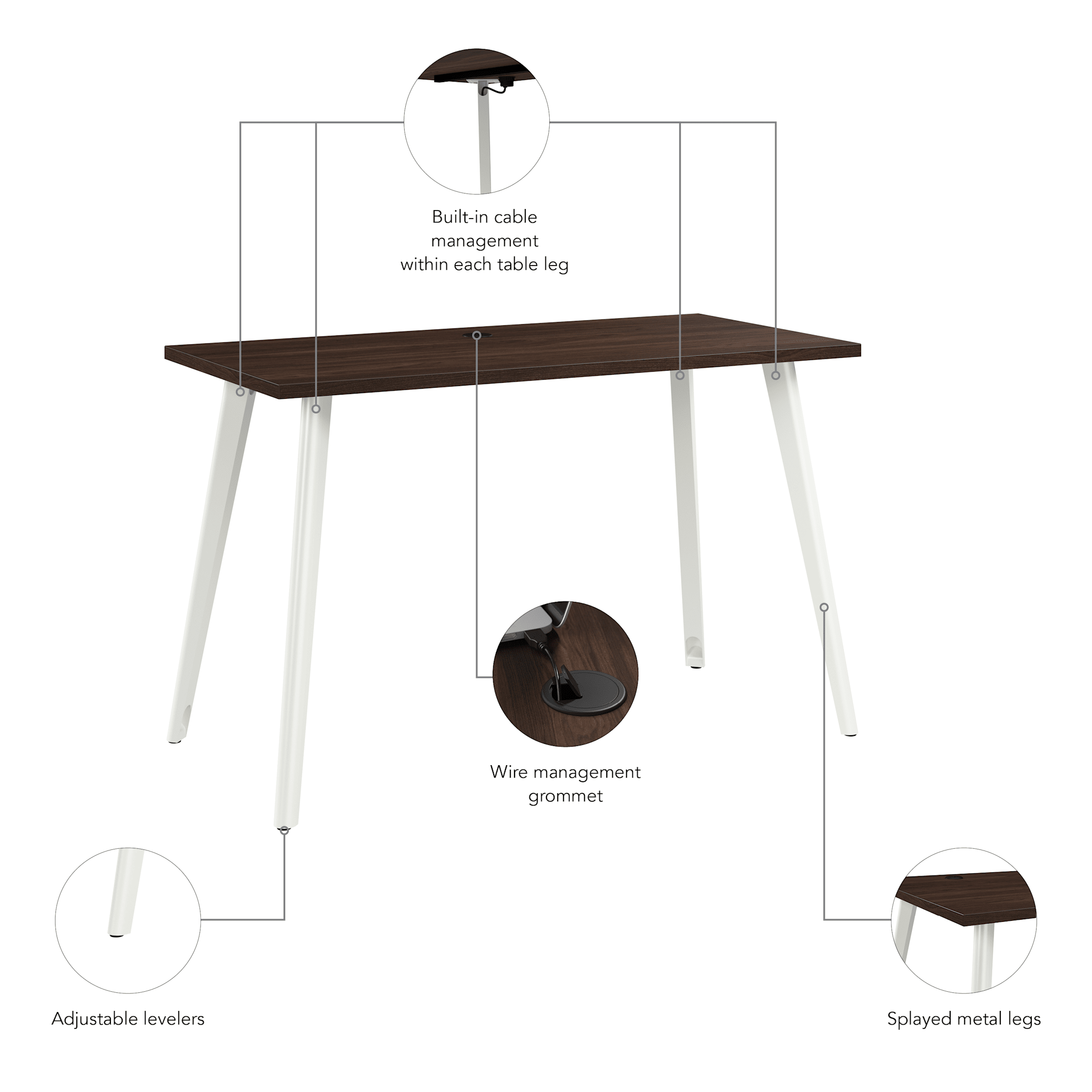 Vista 48W x 24D Computer Desk with Splayed Metal Legs — panel 6