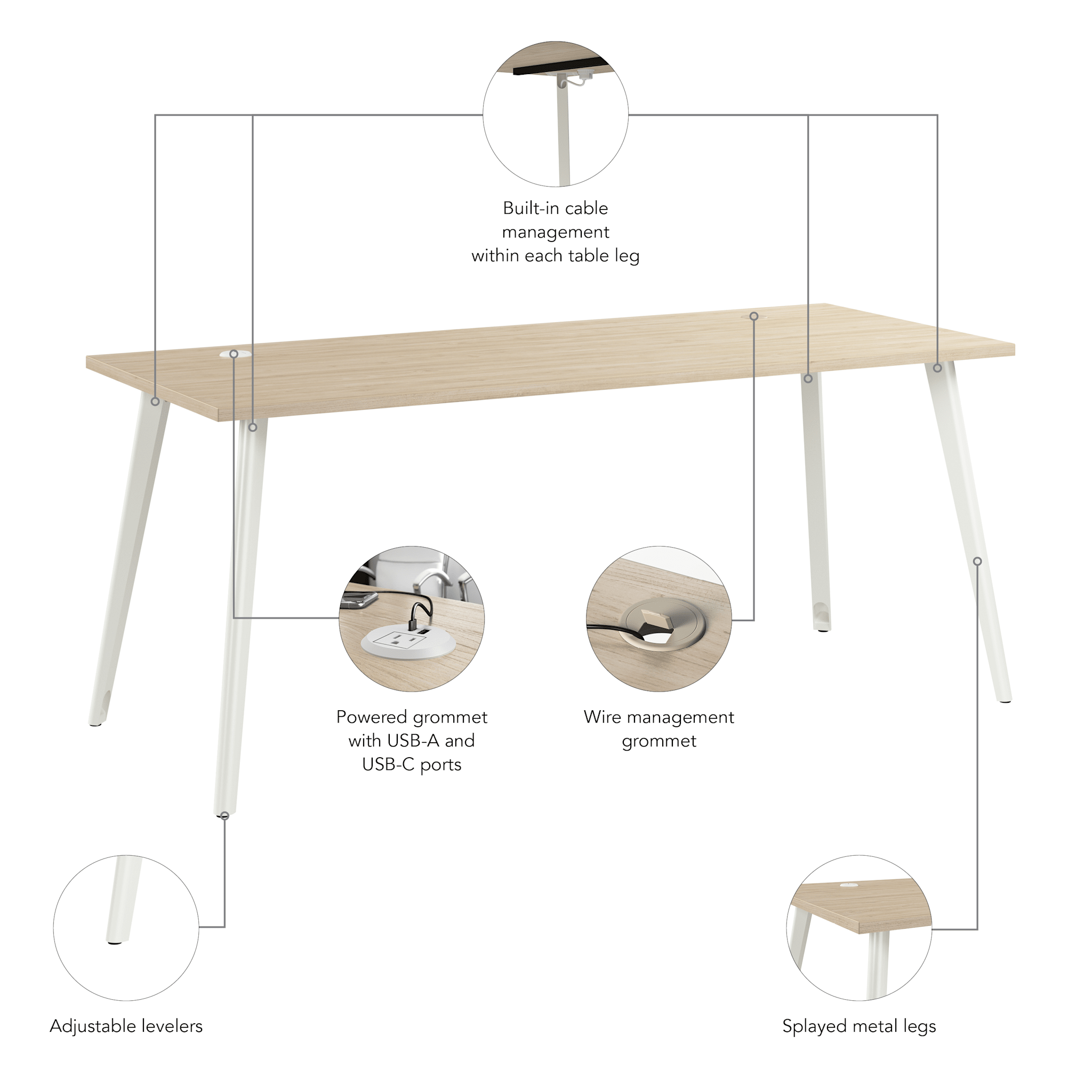 Vista 72W x 30D Computer Desk with Splayed Metal Legs — panel 6