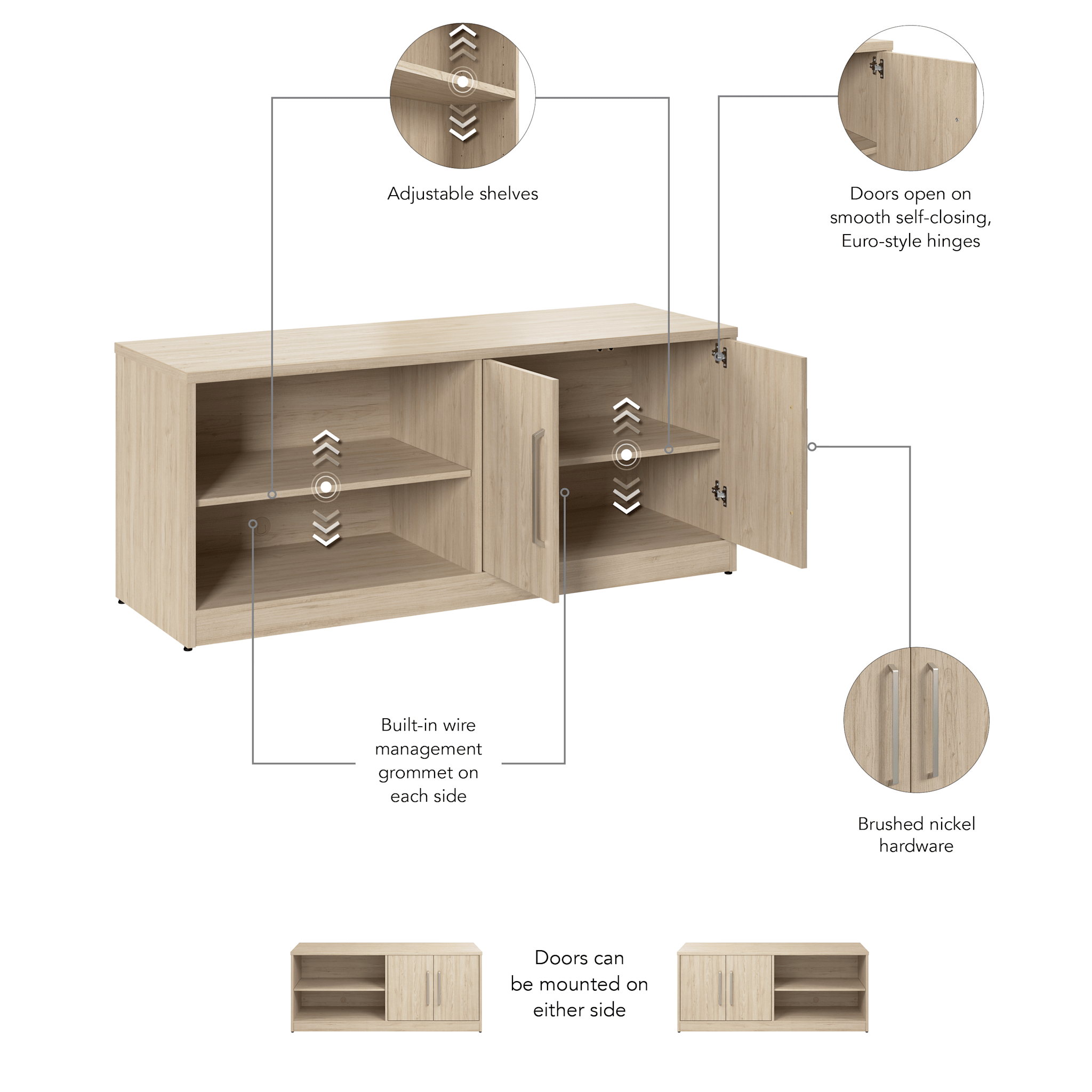 Vista Low Storage Cabinet with Doors and Shelves — panel 6