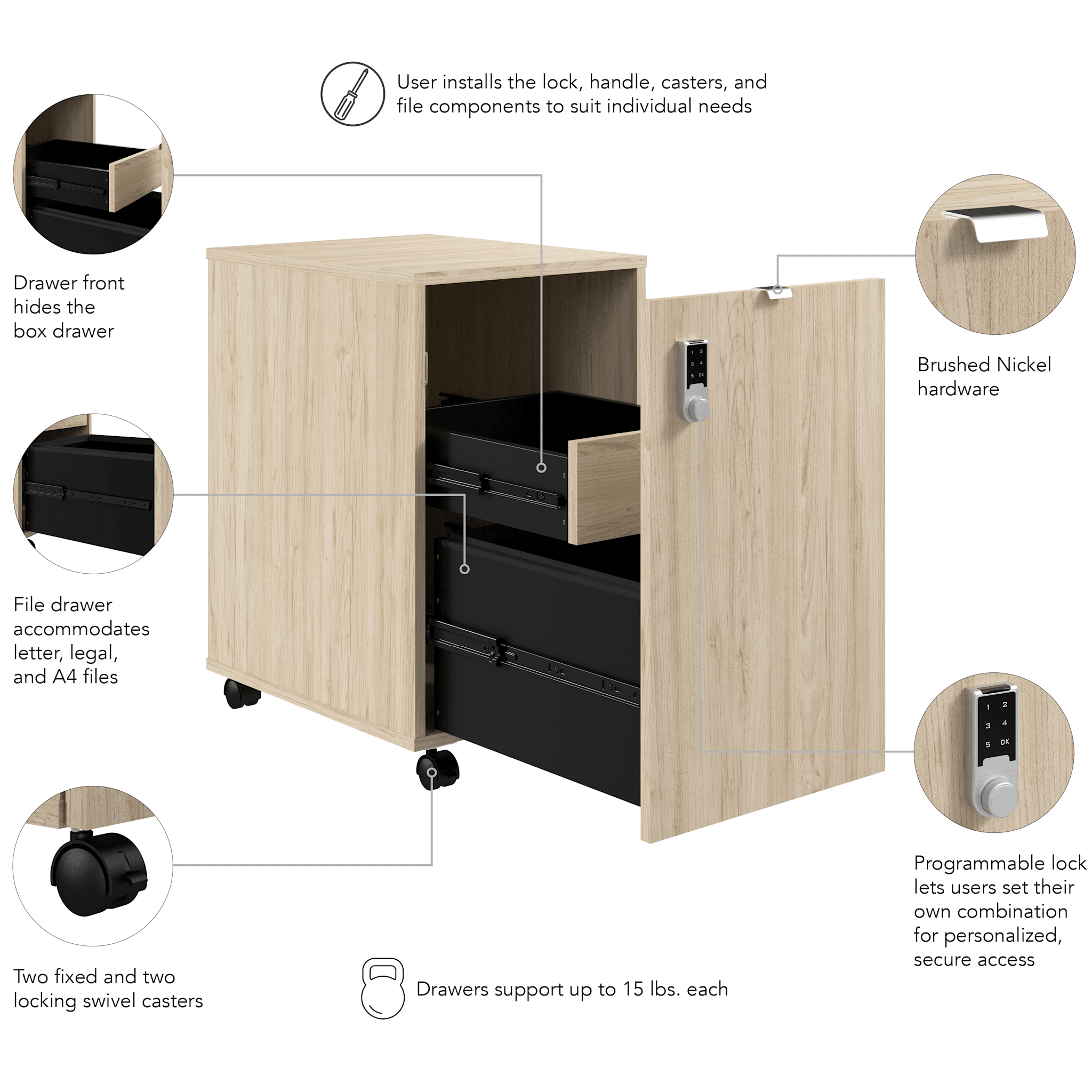 Assure Mobile File Cabinet with Drawers and Keypad Lock — panel 6