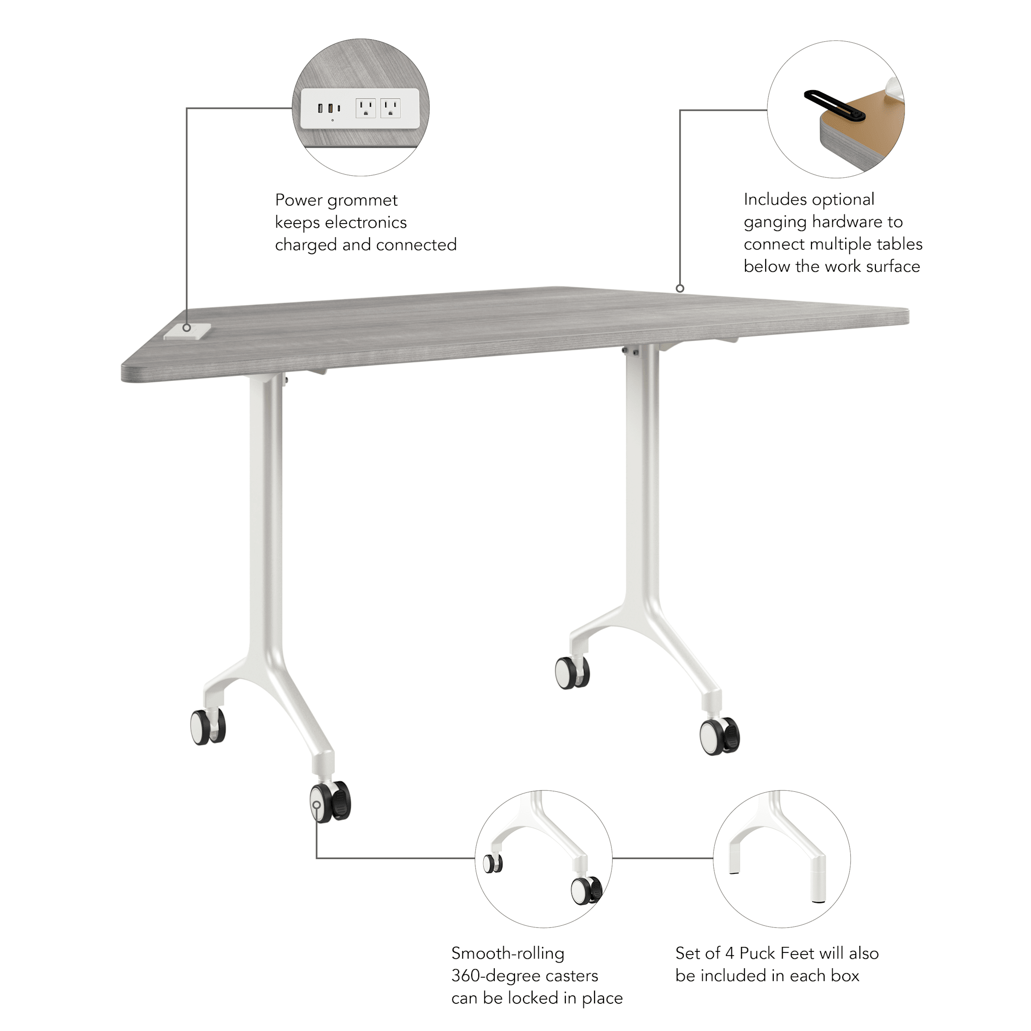 Synergy 60-inch Trapezoid Modular Office Conference Table — panel 6